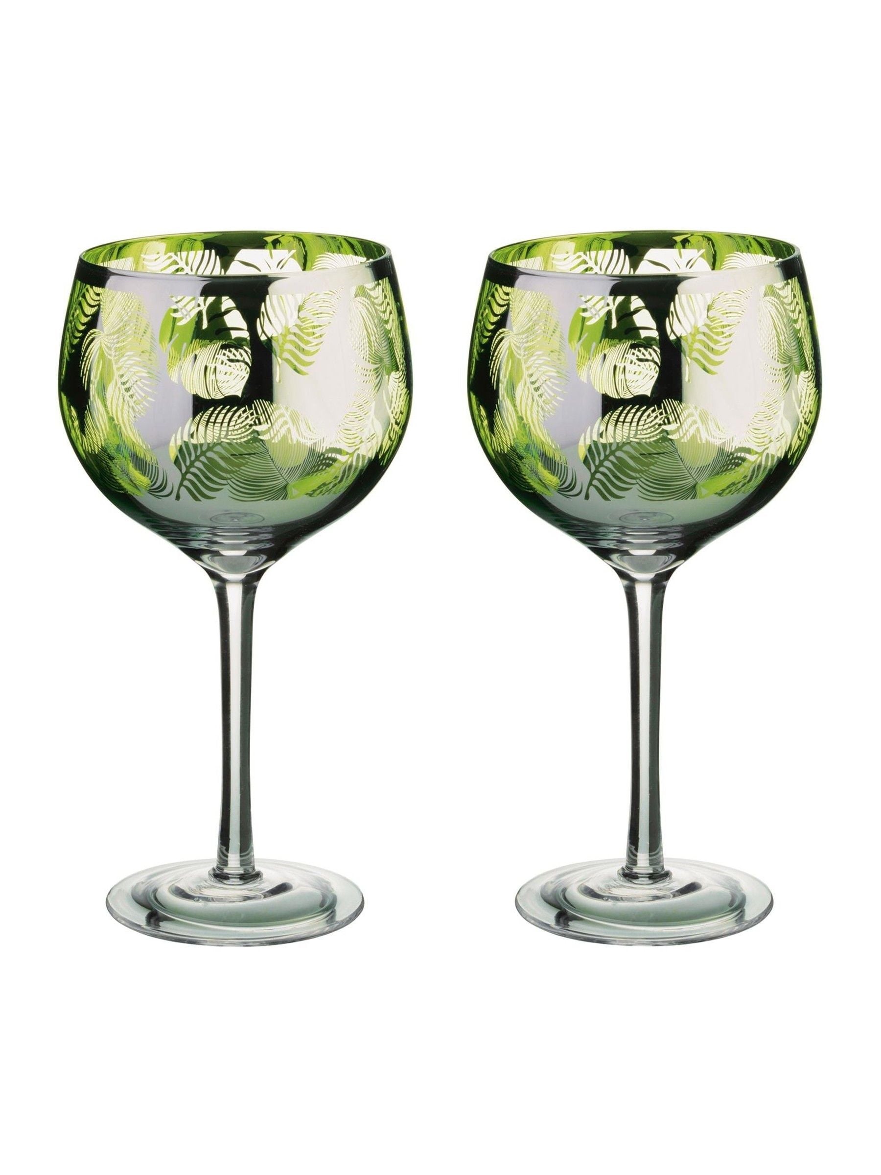 Artland green tropical leaves gin glasses set of 2 - British product