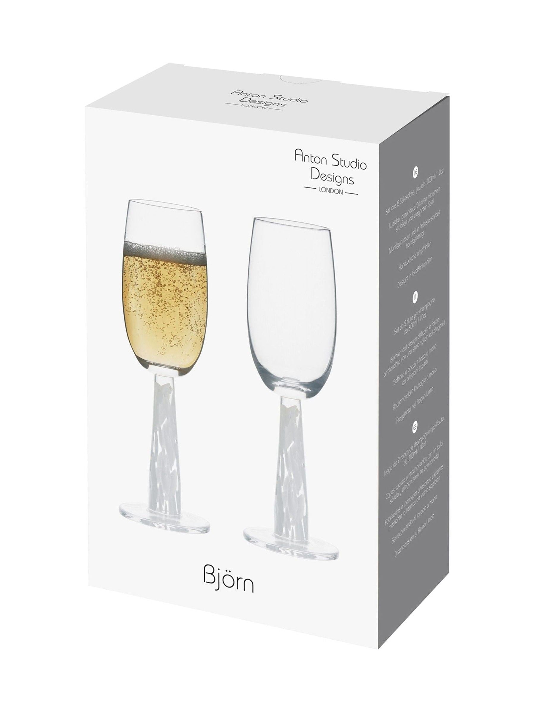 Anton Studio Designs White Björn champagne flutes set of 2 - British product