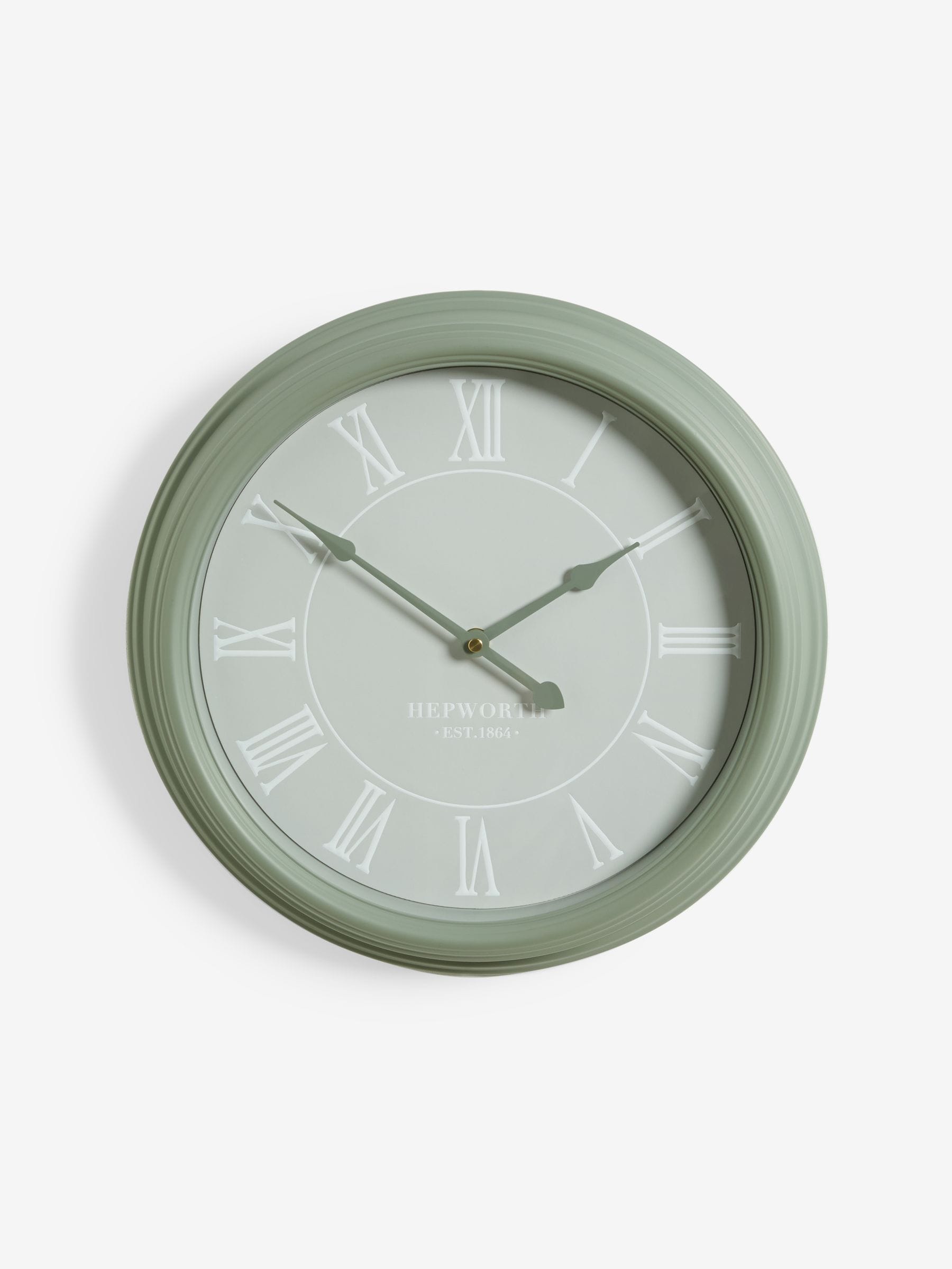 Sage green two-tone wall clock 44.5cm (British brand)