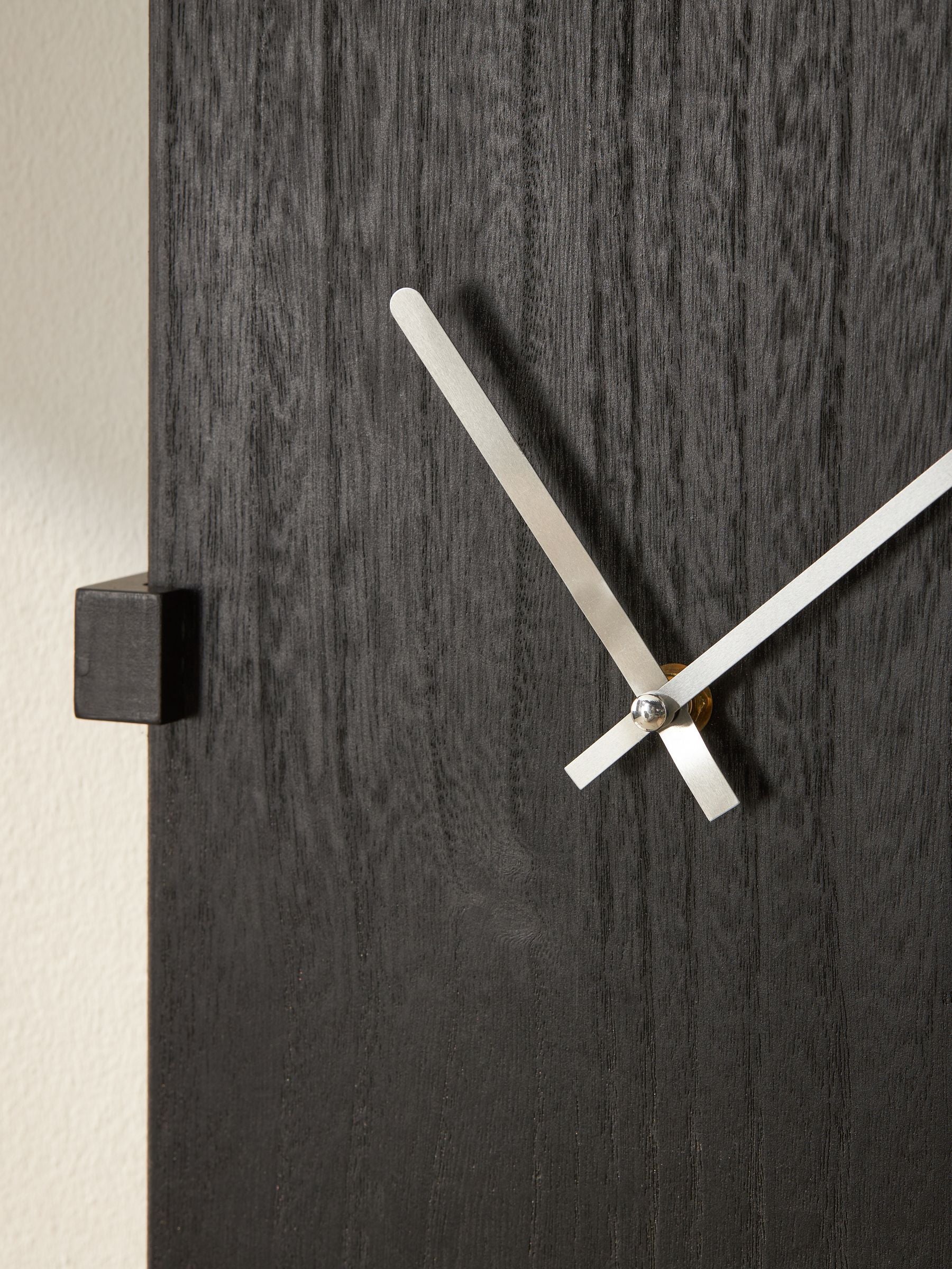 Black wooden rectangular clock 24cm - British product