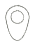 Stainless Steel Curb Chain Necklace and Bracelet Gift Set
