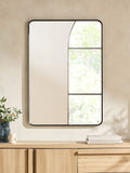 Black metal frame rectangular wall mirror 100cm x 70cm - British product