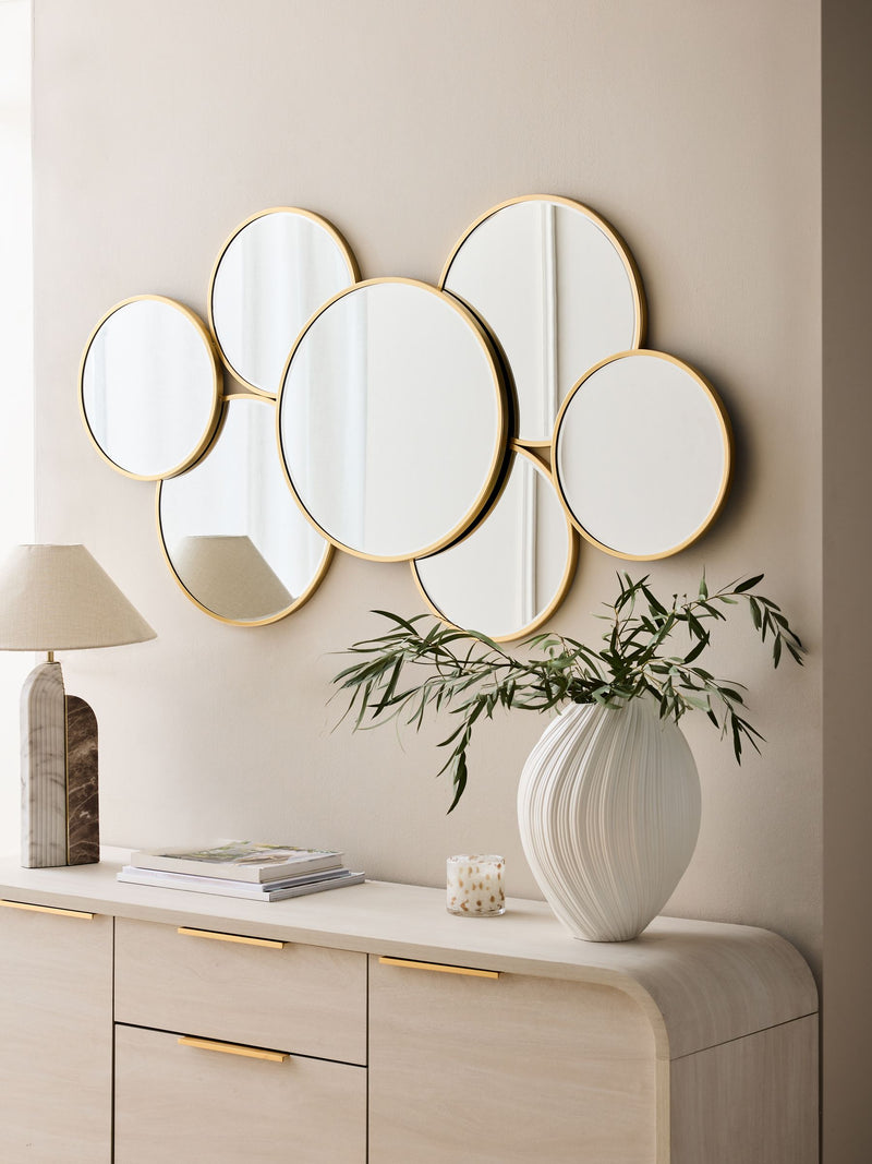 Gold Round Cluster Mirror