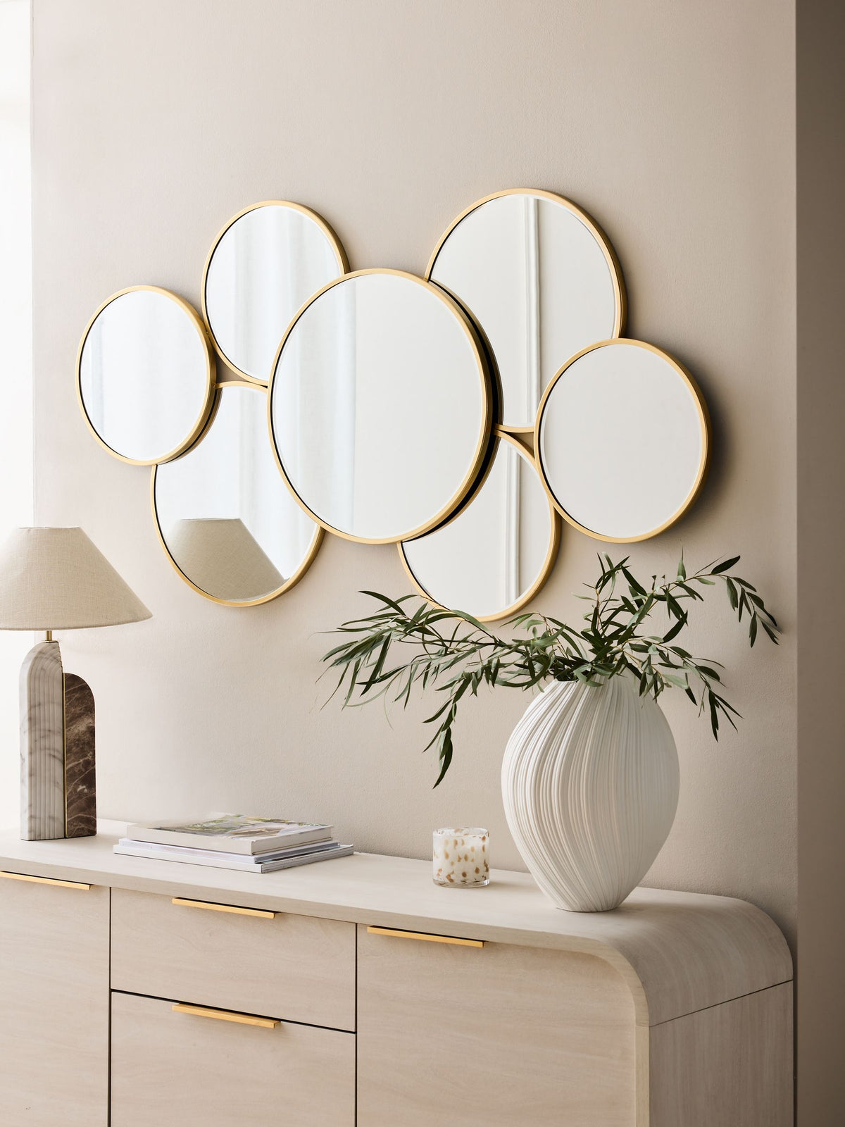 Gold Round Cluster Mirror