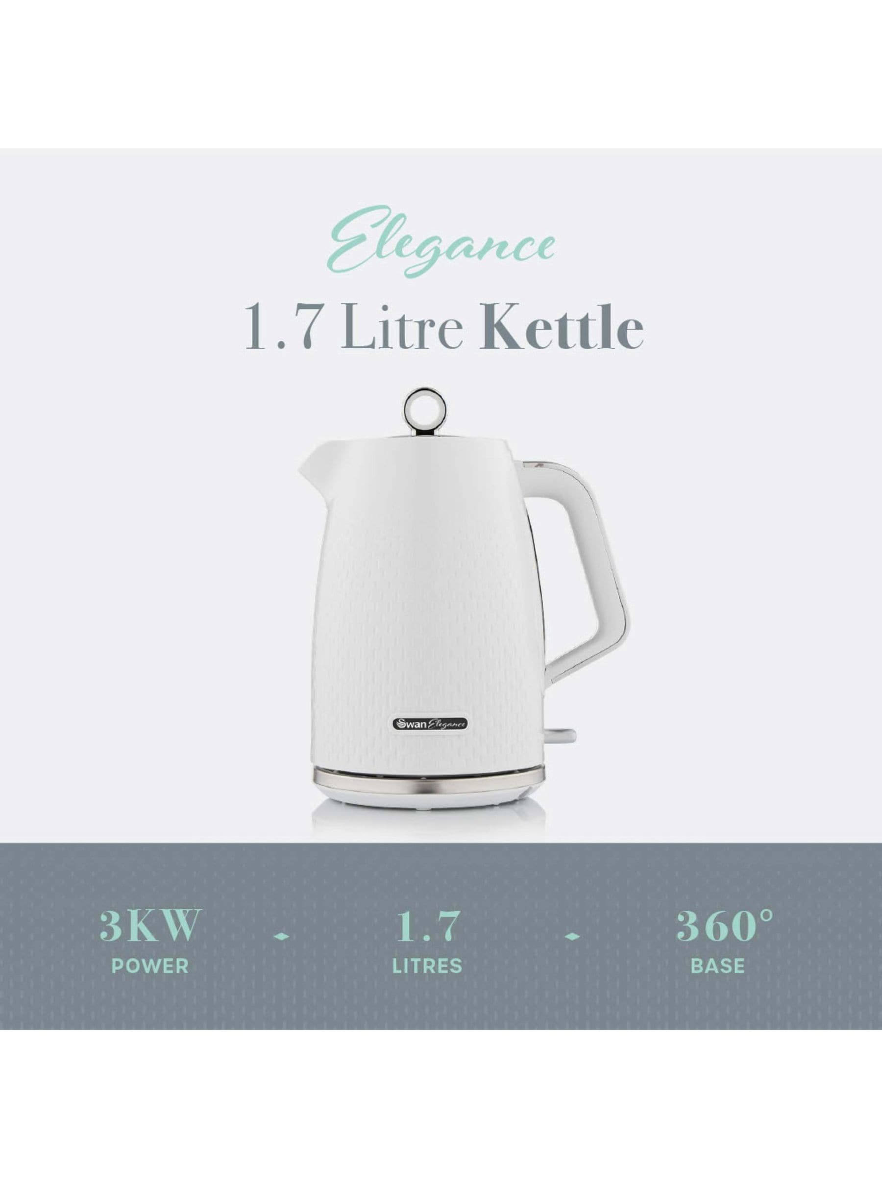 Swan White Elegance Jug Kettle 1.7L (British brand)