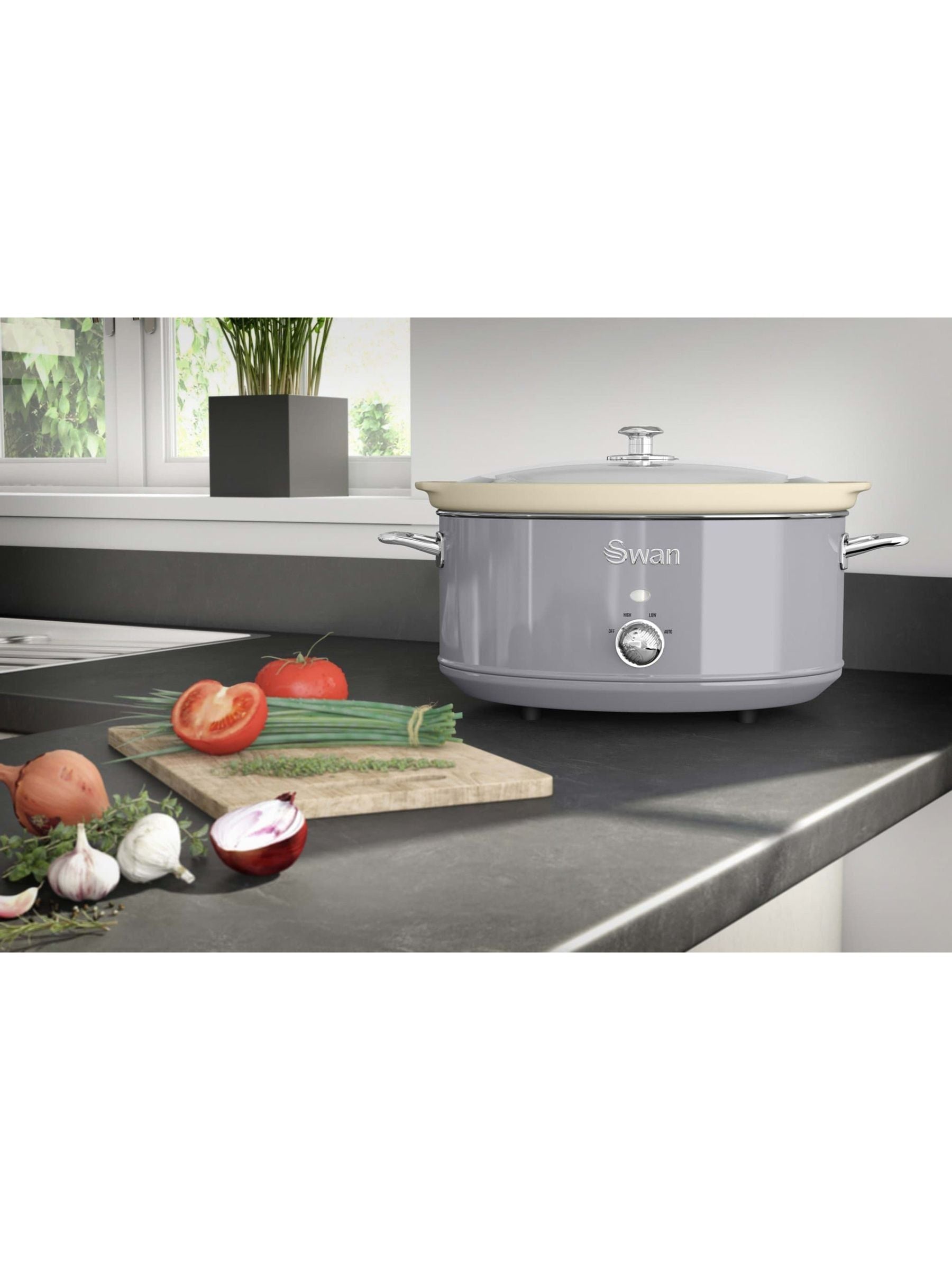 Swan Grey Retro Slow Cooker