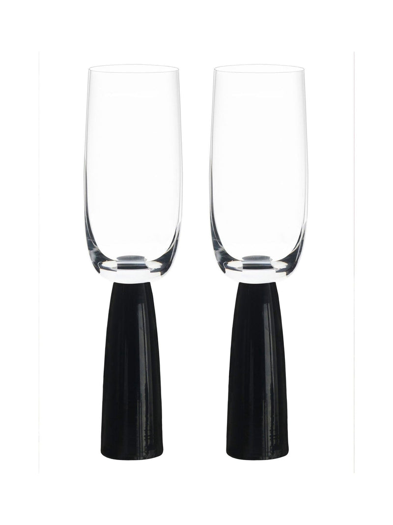 Anton Studio Designs Set of 2 Black Oslo Champagne Flutes