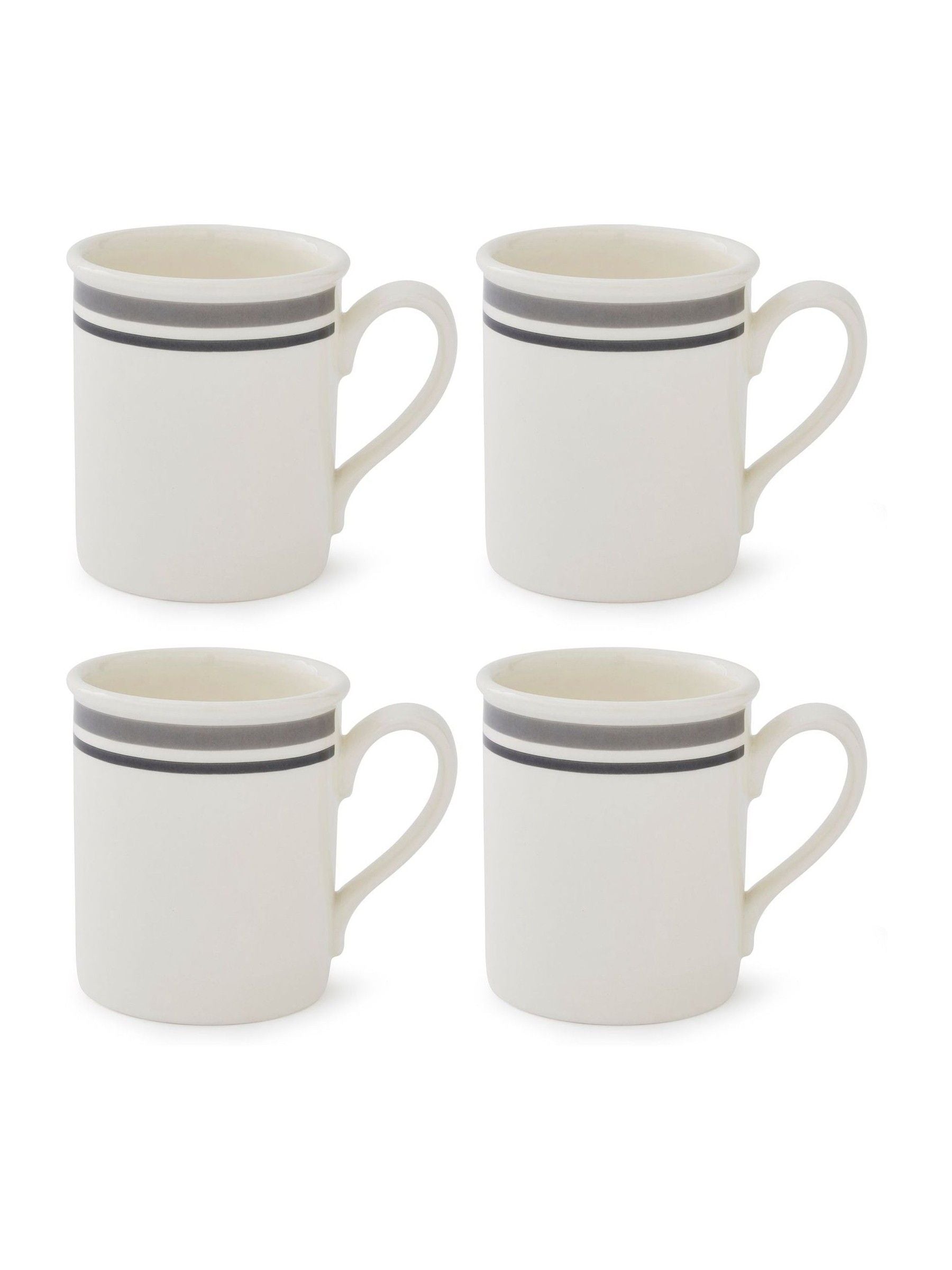 Set of 4 Monochrome Stripe Breakfast Mugs