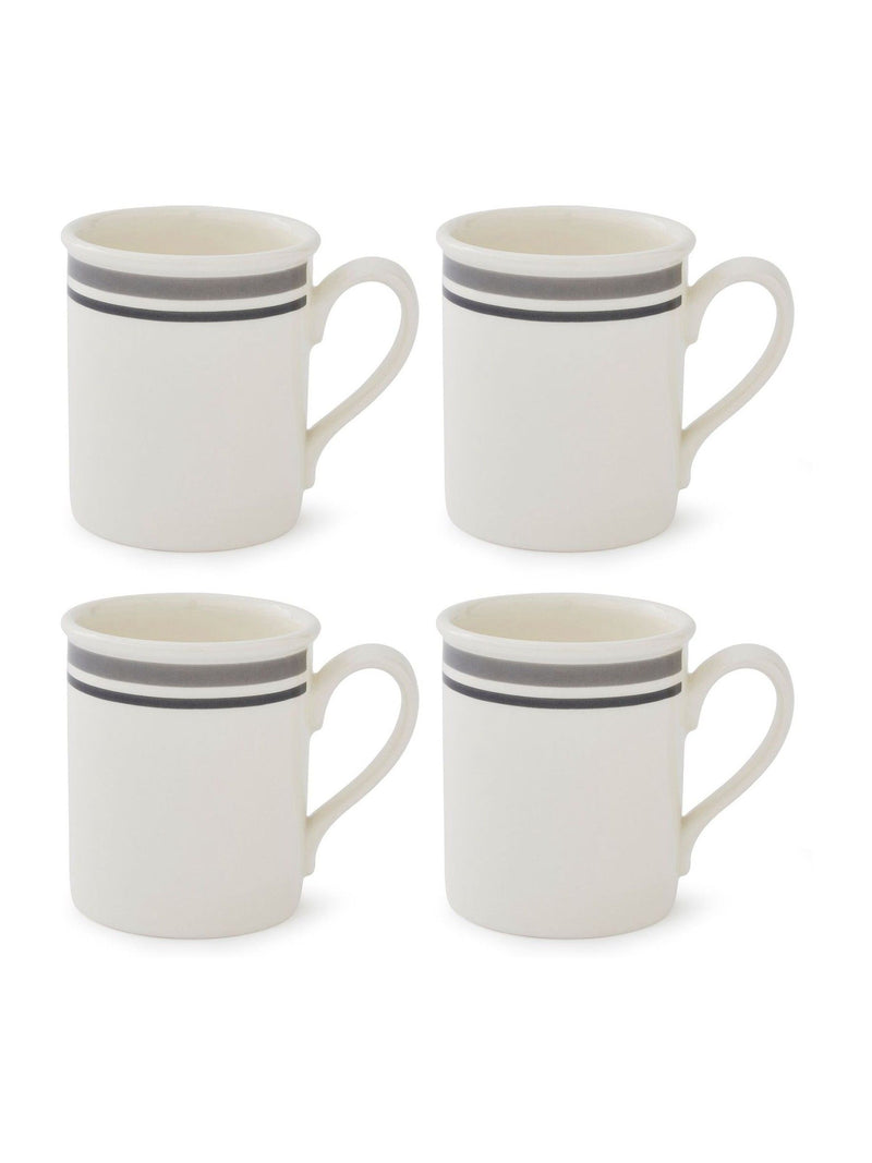 Set of 4 Monochrome Stripe Breakfast Mugs