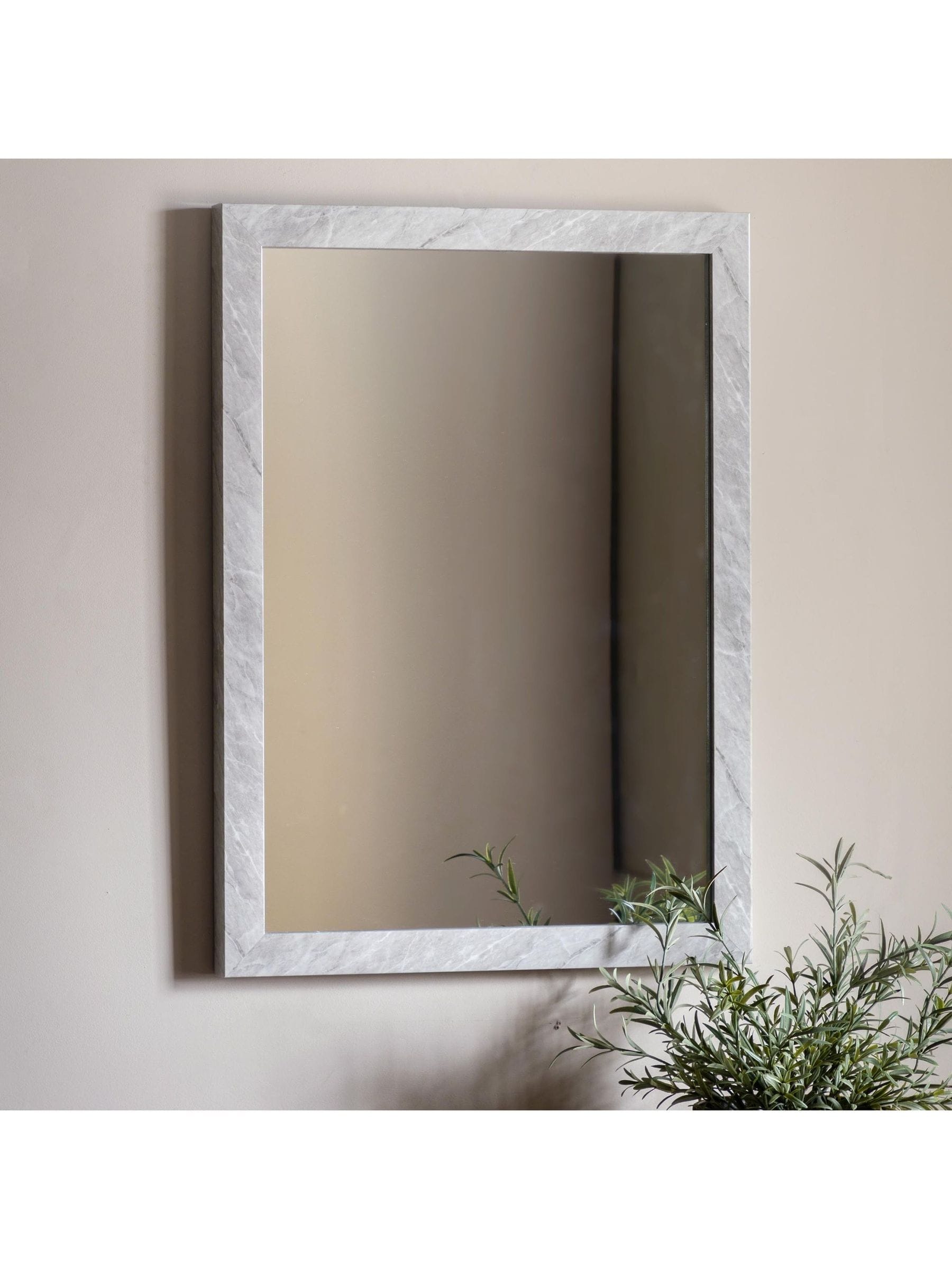 Gallery Home White Wesson Marbled Mirror 77x57cm, UK version