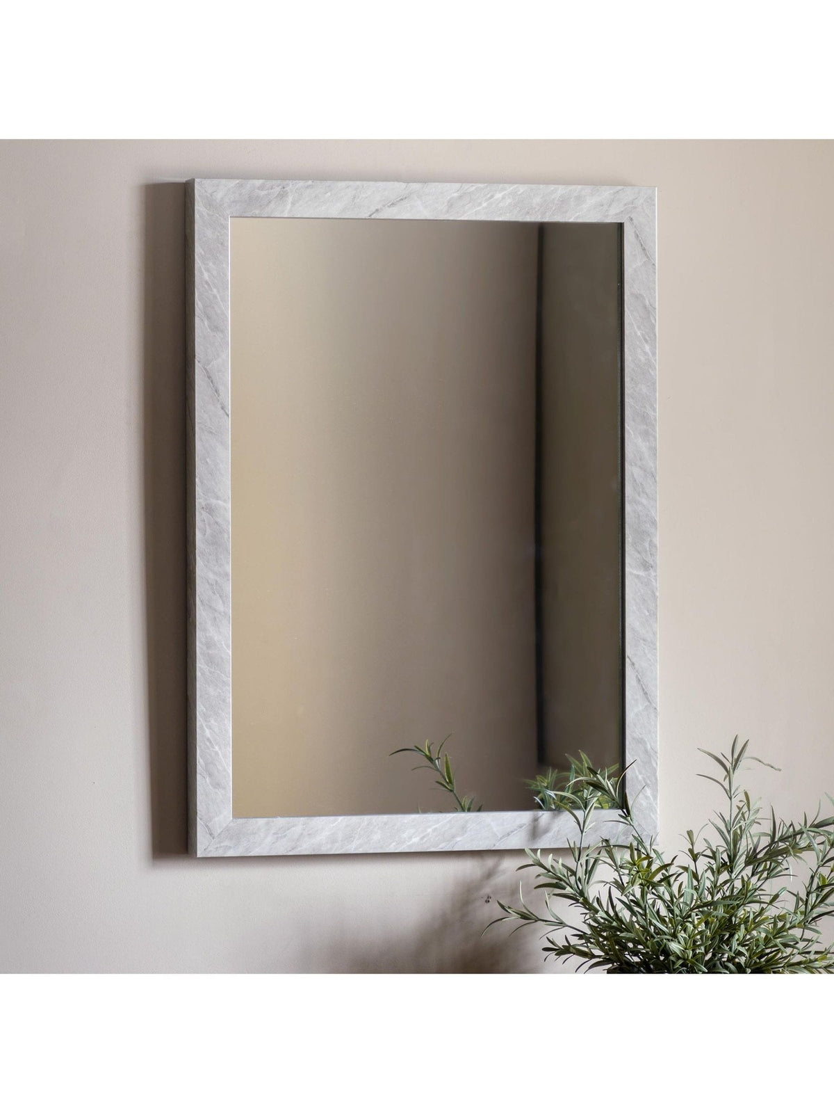 Gallery Home White Wesson Marbled Mirror 77x57cm, UK version
