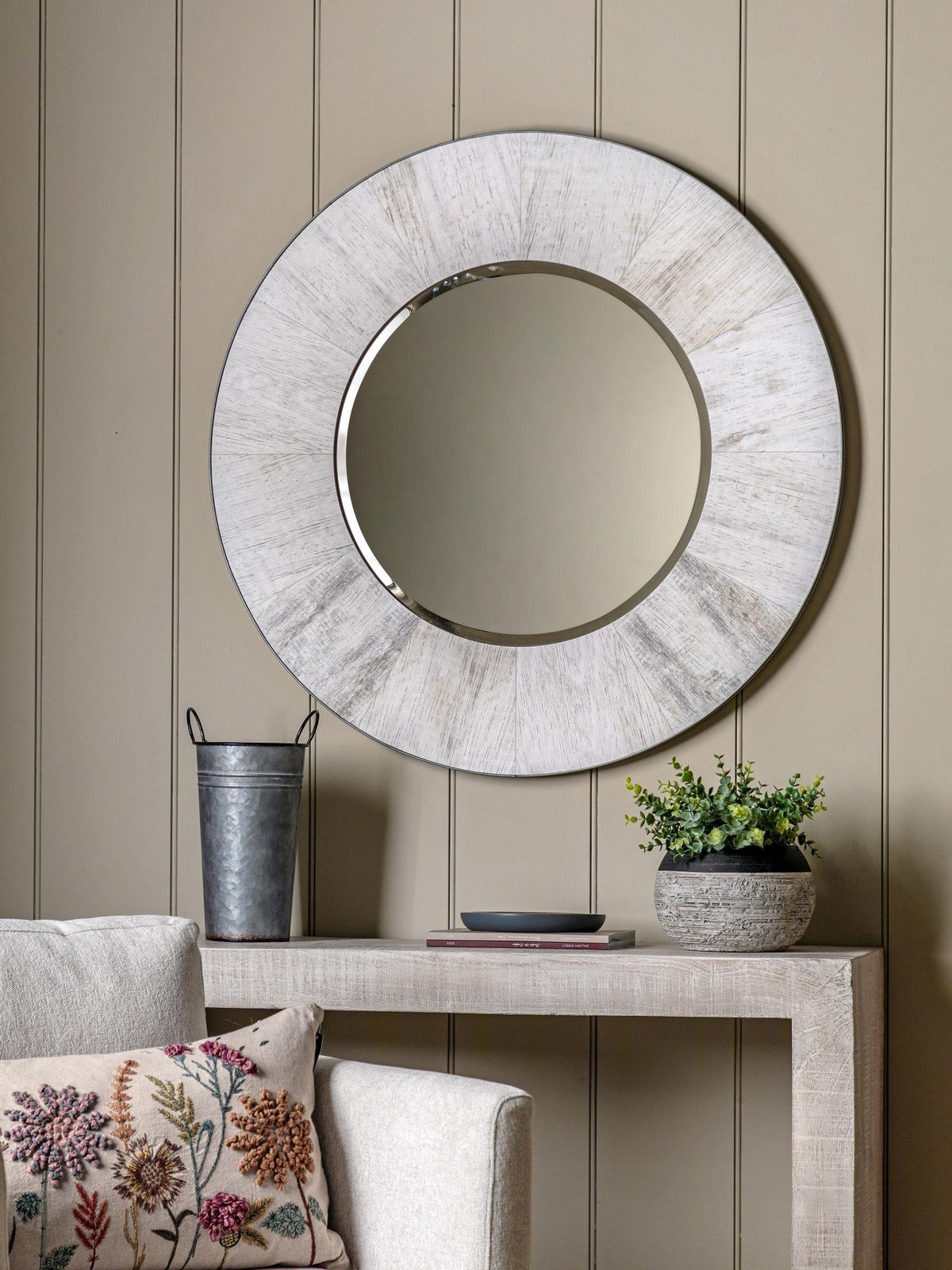 Gallery Home Cream Kole round mirror 90cm, UK version