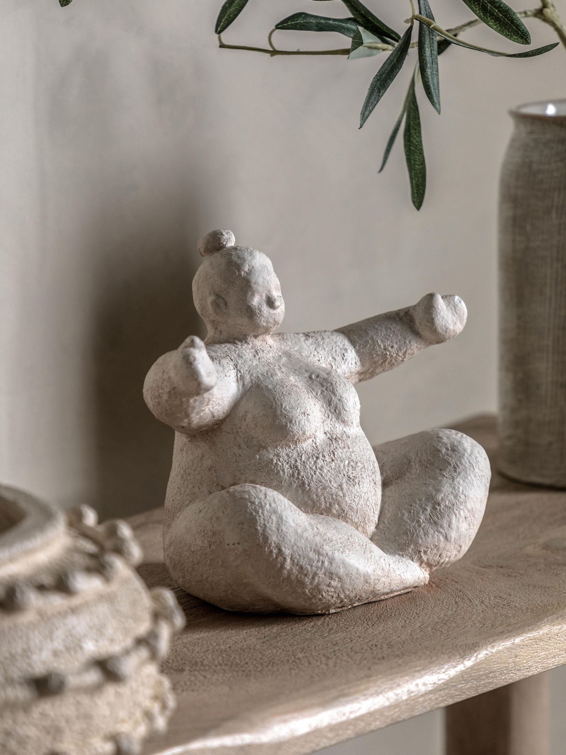 Gallery Home Cream Lady Cement Decoration 25cm