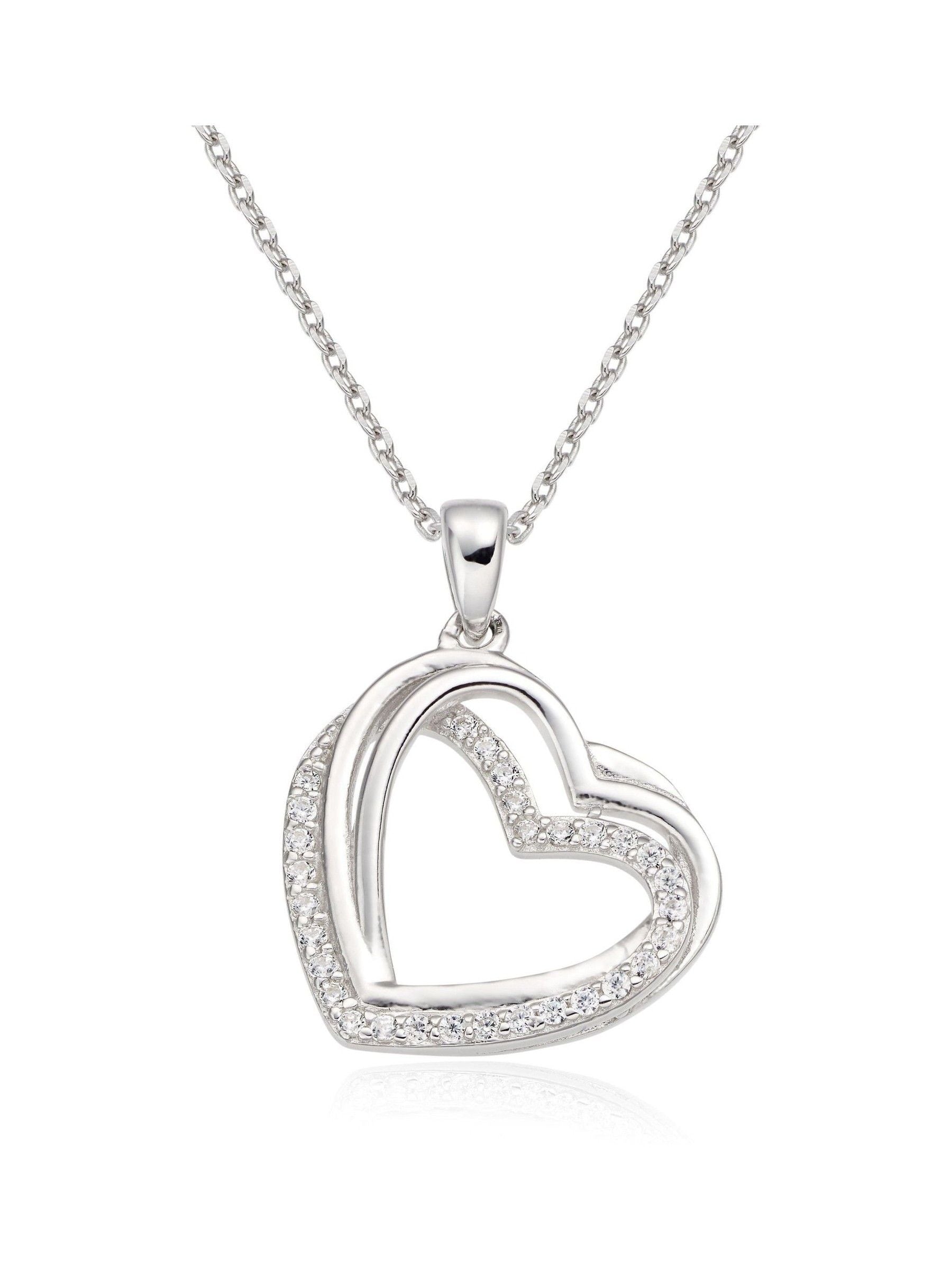 Sterling Silver Cubic Zirconia Heart Pendant with 45cm Chain