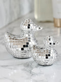 Set of 2 Mirror Ball Disco Duck Ornaments