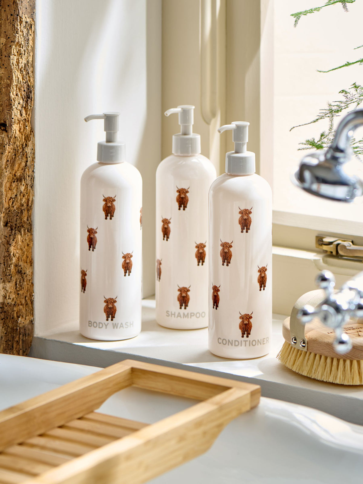 Hamish dispenser bottles Natural Hamish Print Set of 3 (British brand)