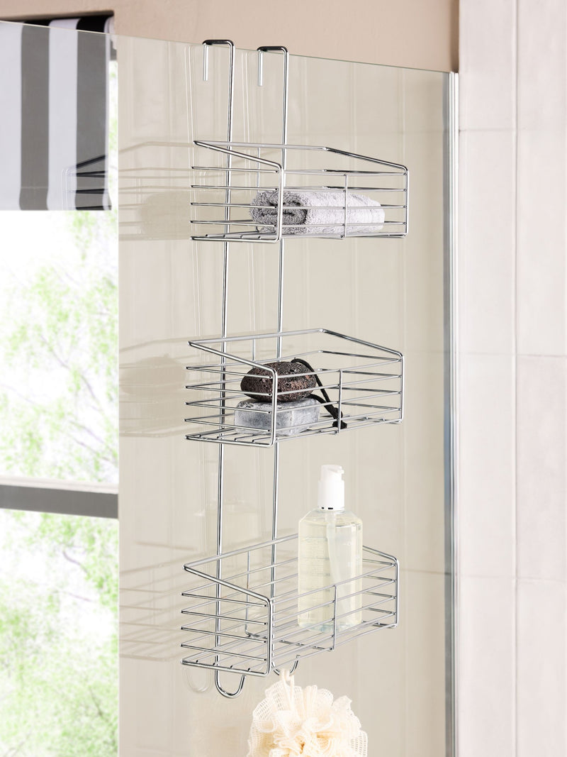 Three-tier chrome shower caddy - British product