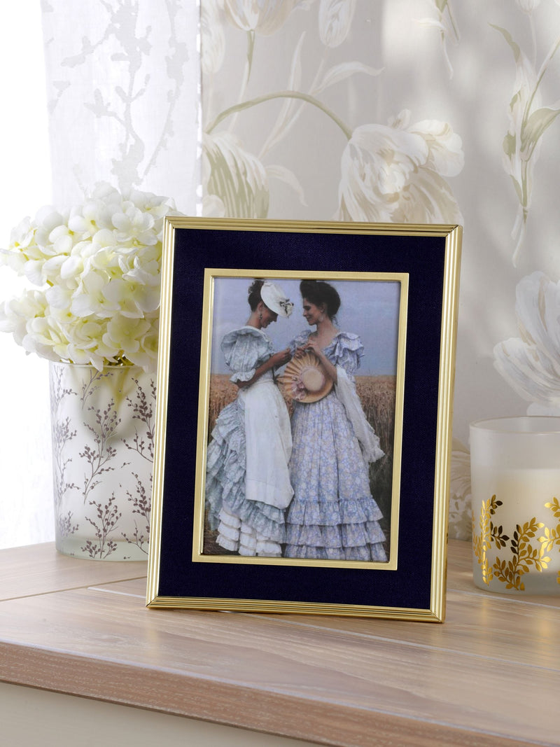 Laura Ashley Brass/Navy Harrison 4x6 photo frame, UK version