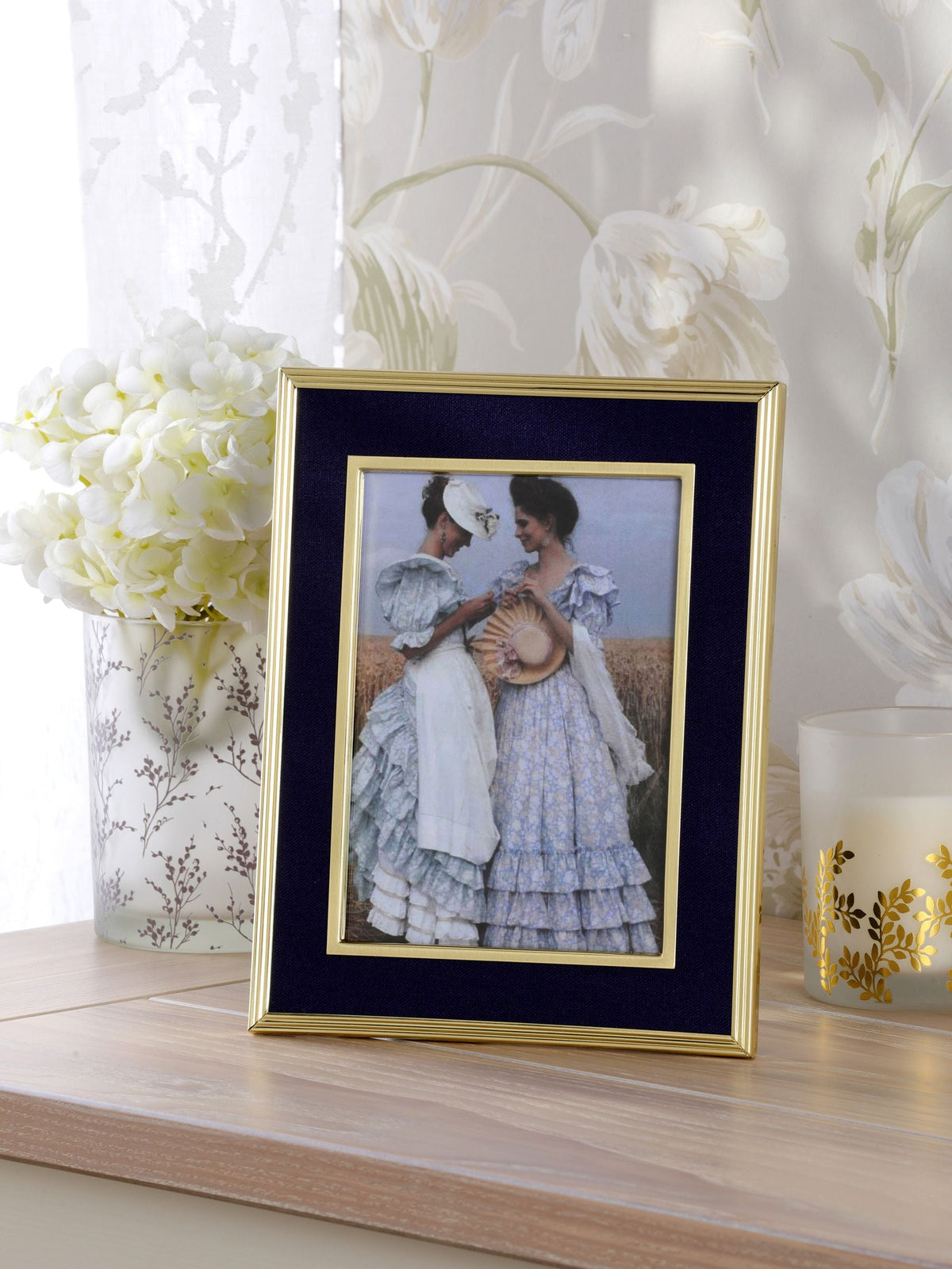 Laura Ashley Brass/Navy Harrison 4x6 photo frame, UK version