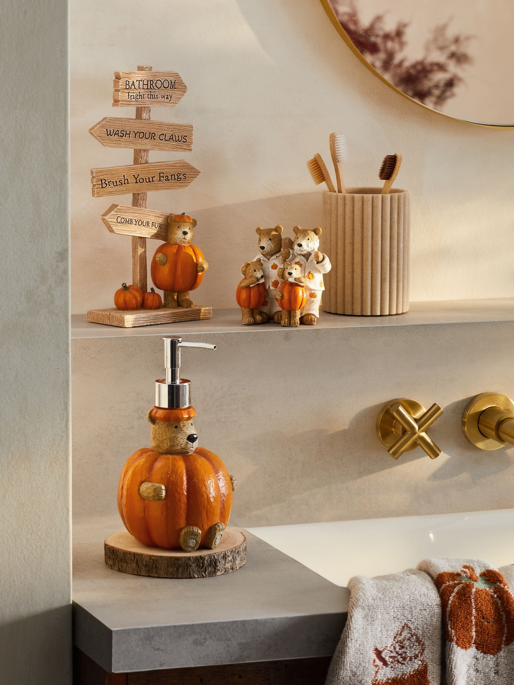 Bertie Bear pumpkin Halloween soap dispenser, imported from the UK
