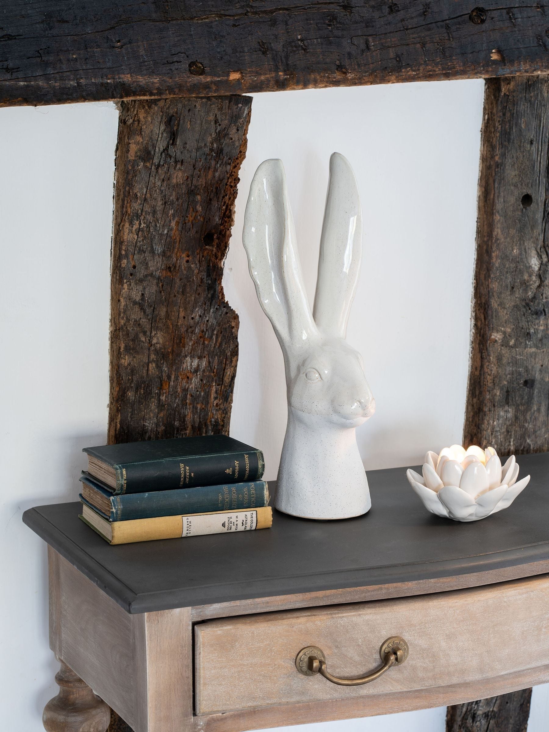 Laura Ashley white large hare head sculpture, UK version