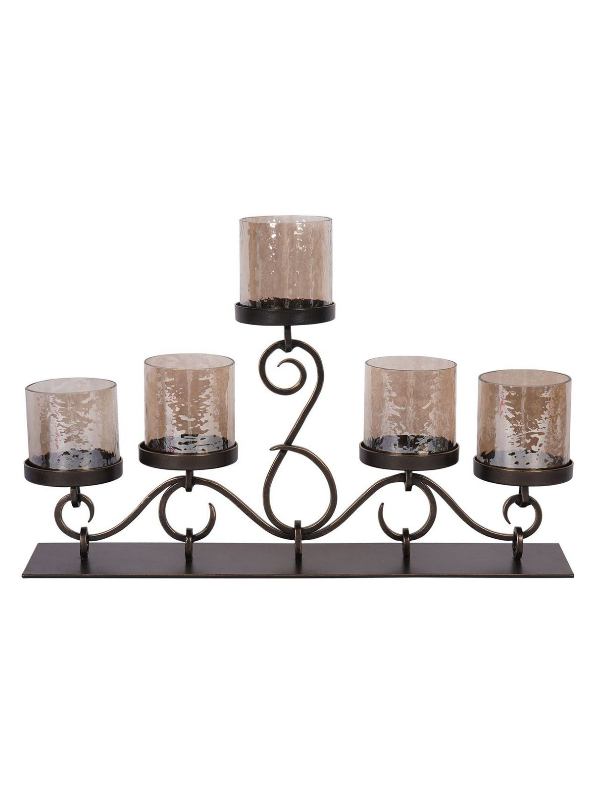 Laura Ashley antique gold Esther 5-hurricane candle holder set, UK version