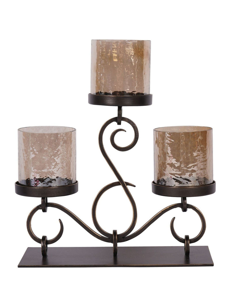 Laura Ashley Esther Antique Gold 3 light hurricane candle holder, UK version