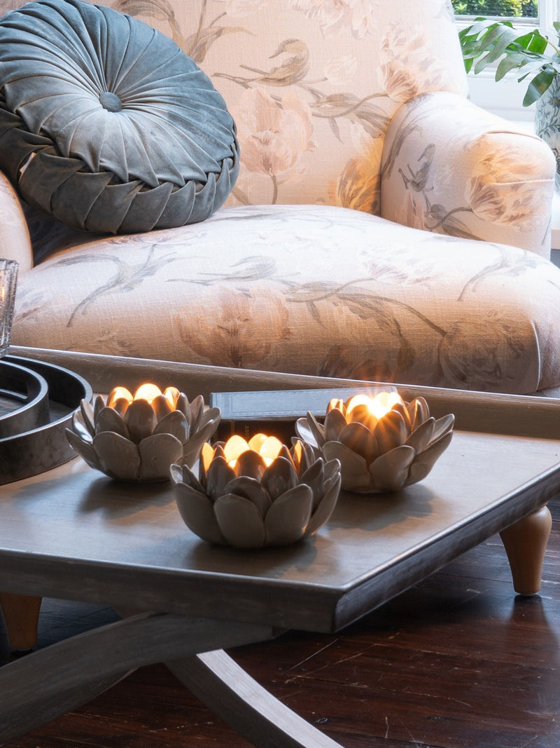 Laura Ashley Lotus Tea Light Holder Set of 3, imported from the UK