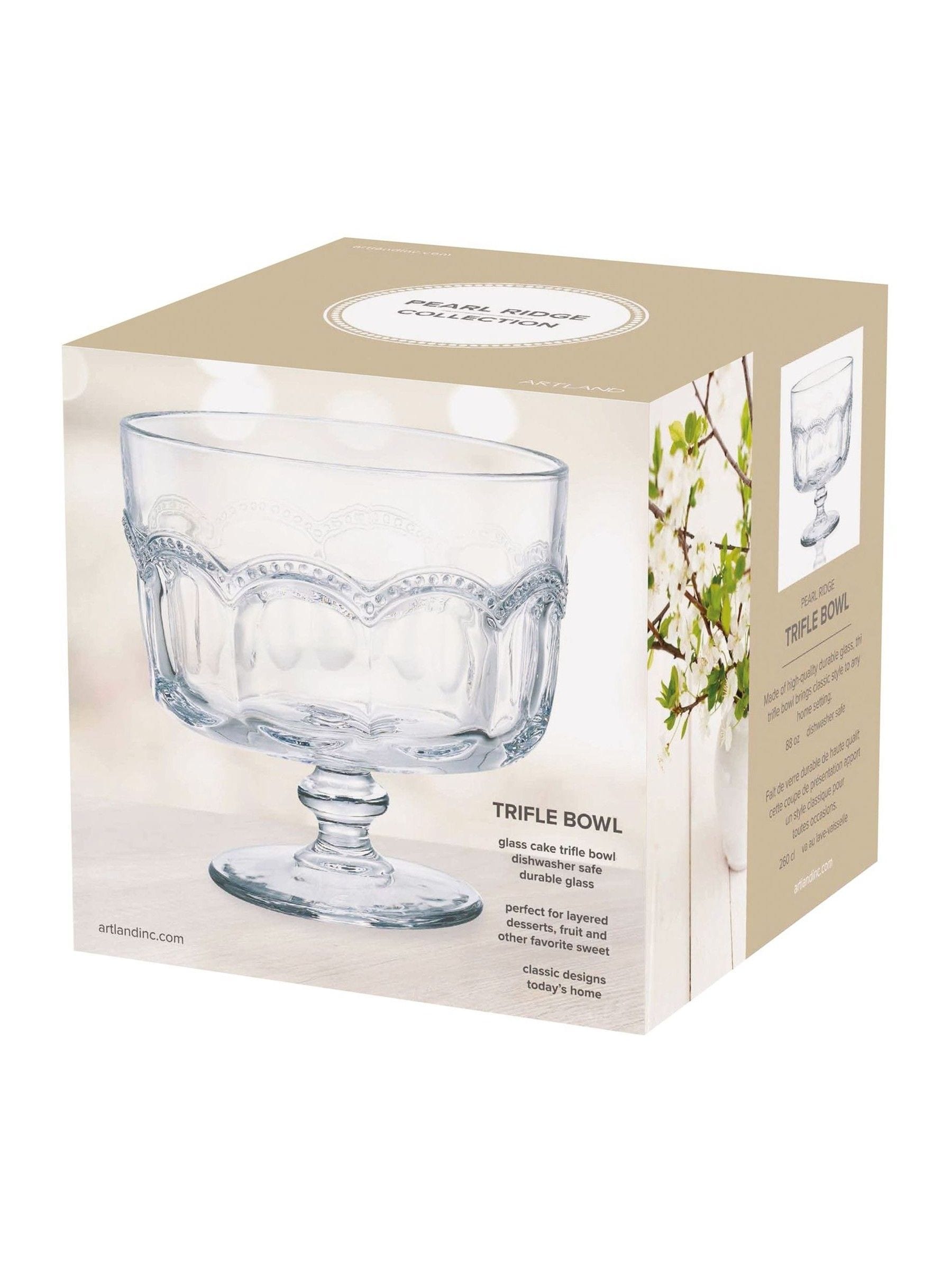 Artland Clear Pearl Ridge glass trifle bowl 19cm - British product
