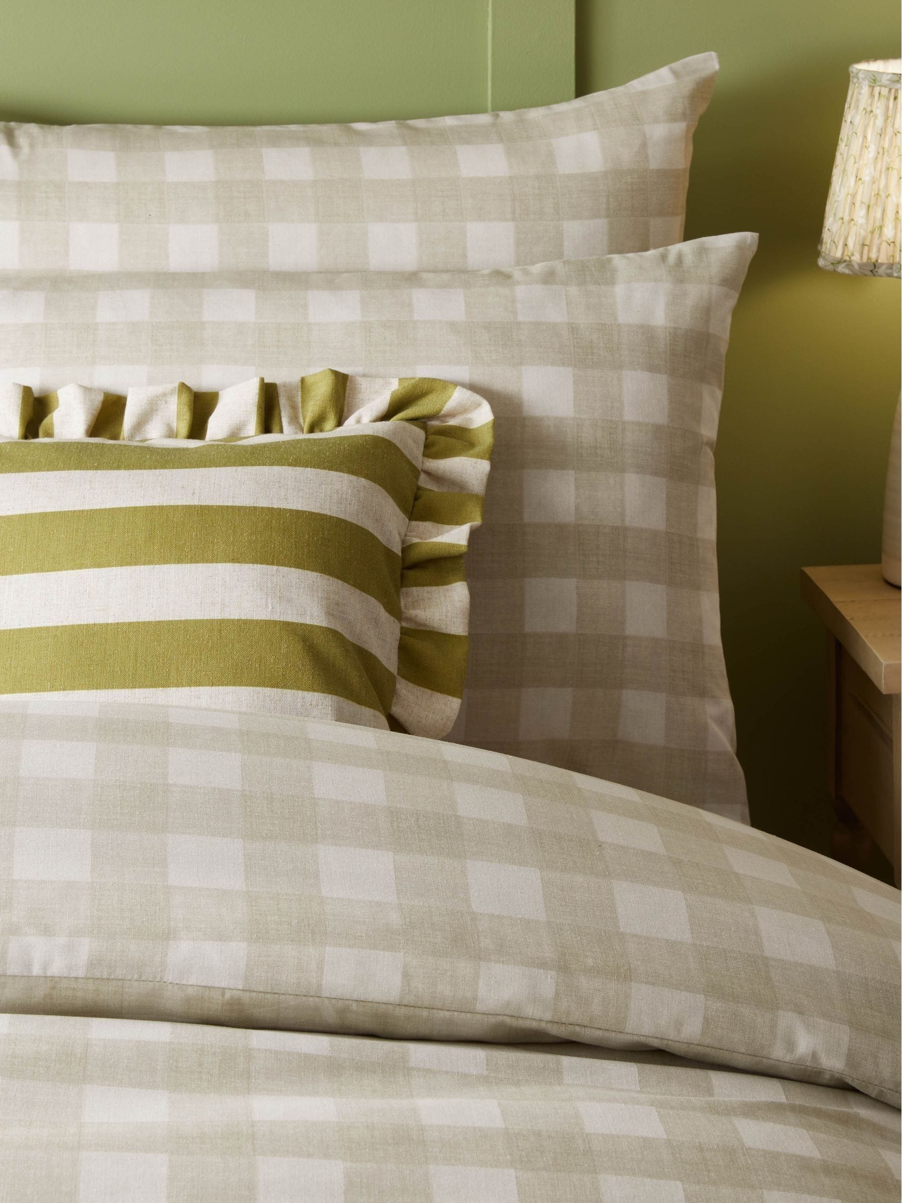 Natural Beige Hartsford Gingham duvet cover and pillowcase set - British product
