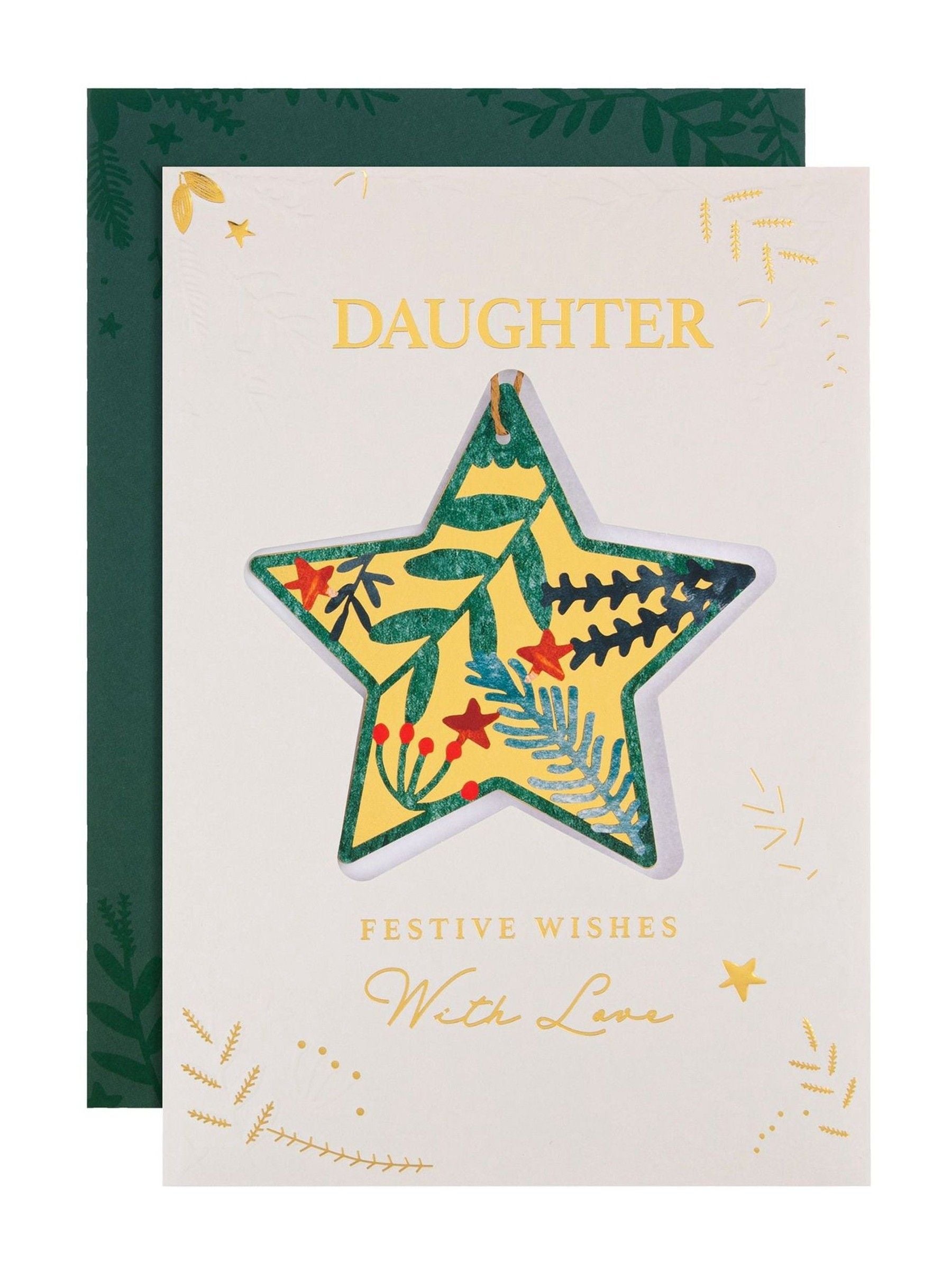 Christmas Card with Keepsake Star Attachment for Daughter, 22.8cm x 15.9cm