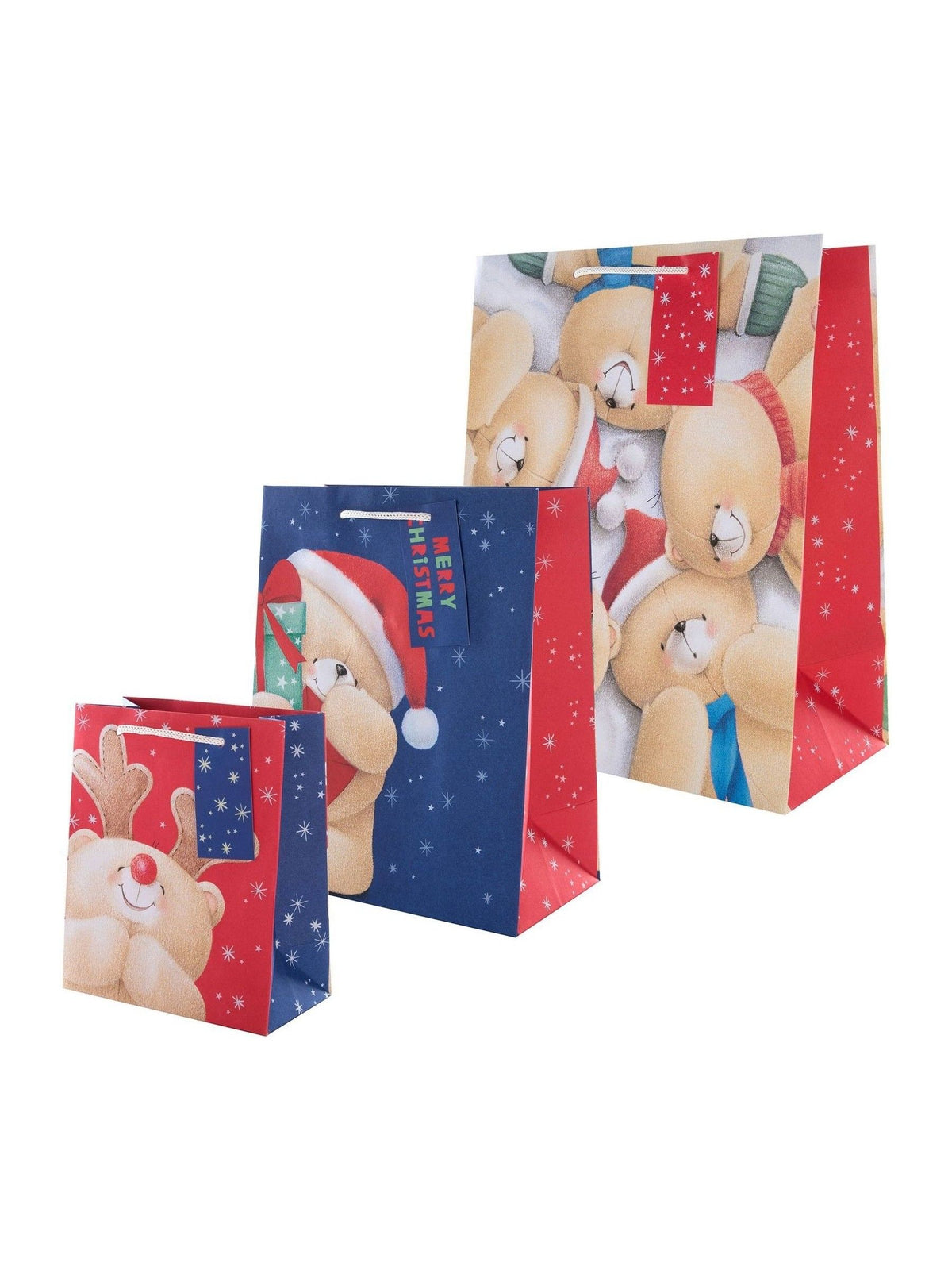 Hallmark 3 Pack Red Christmas Gift Bags in 3 Forever Friends Designs