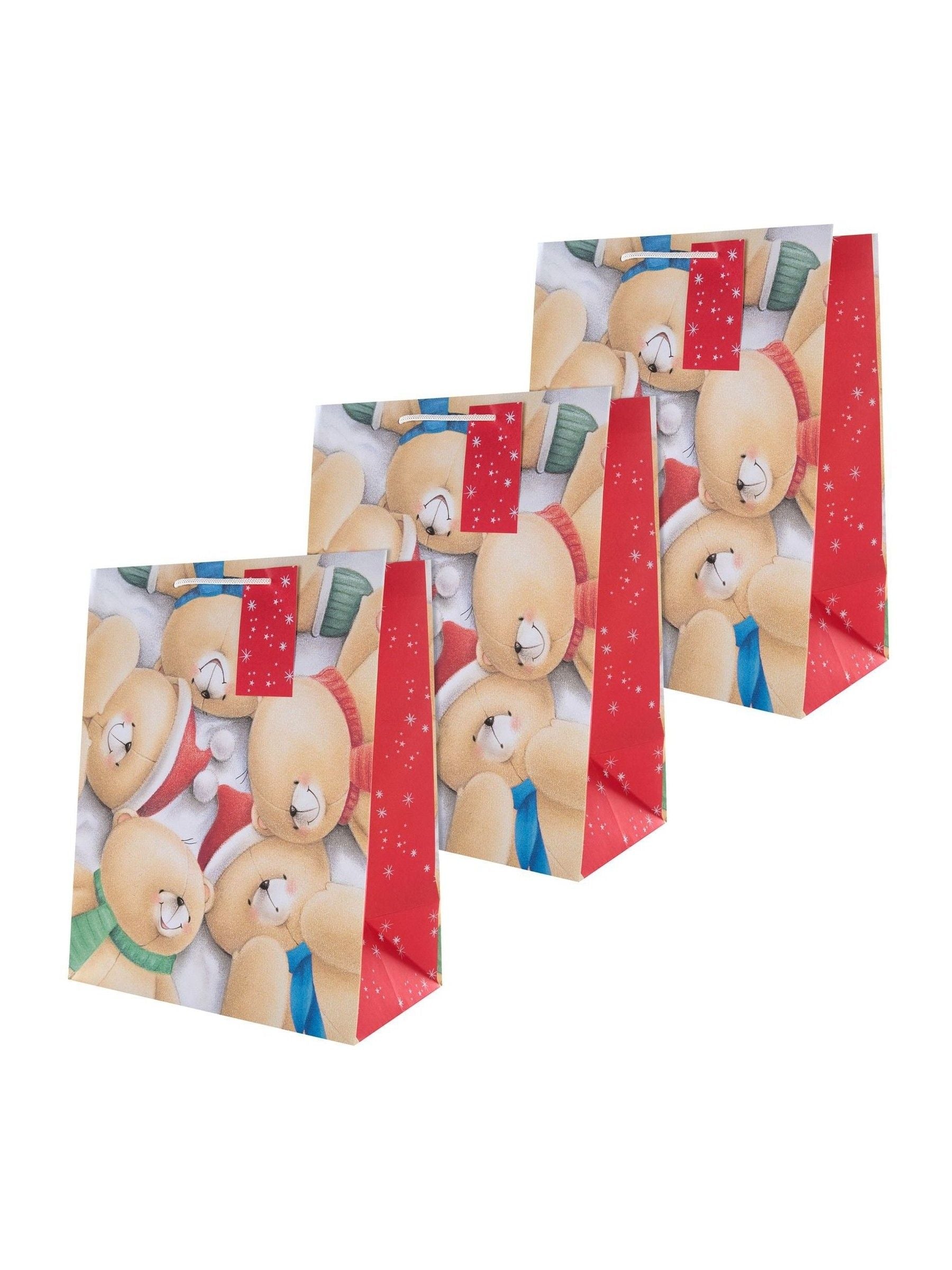 Hallmark 3 Pack Red Christmas Gift Bags in 1 Forever Friends Design