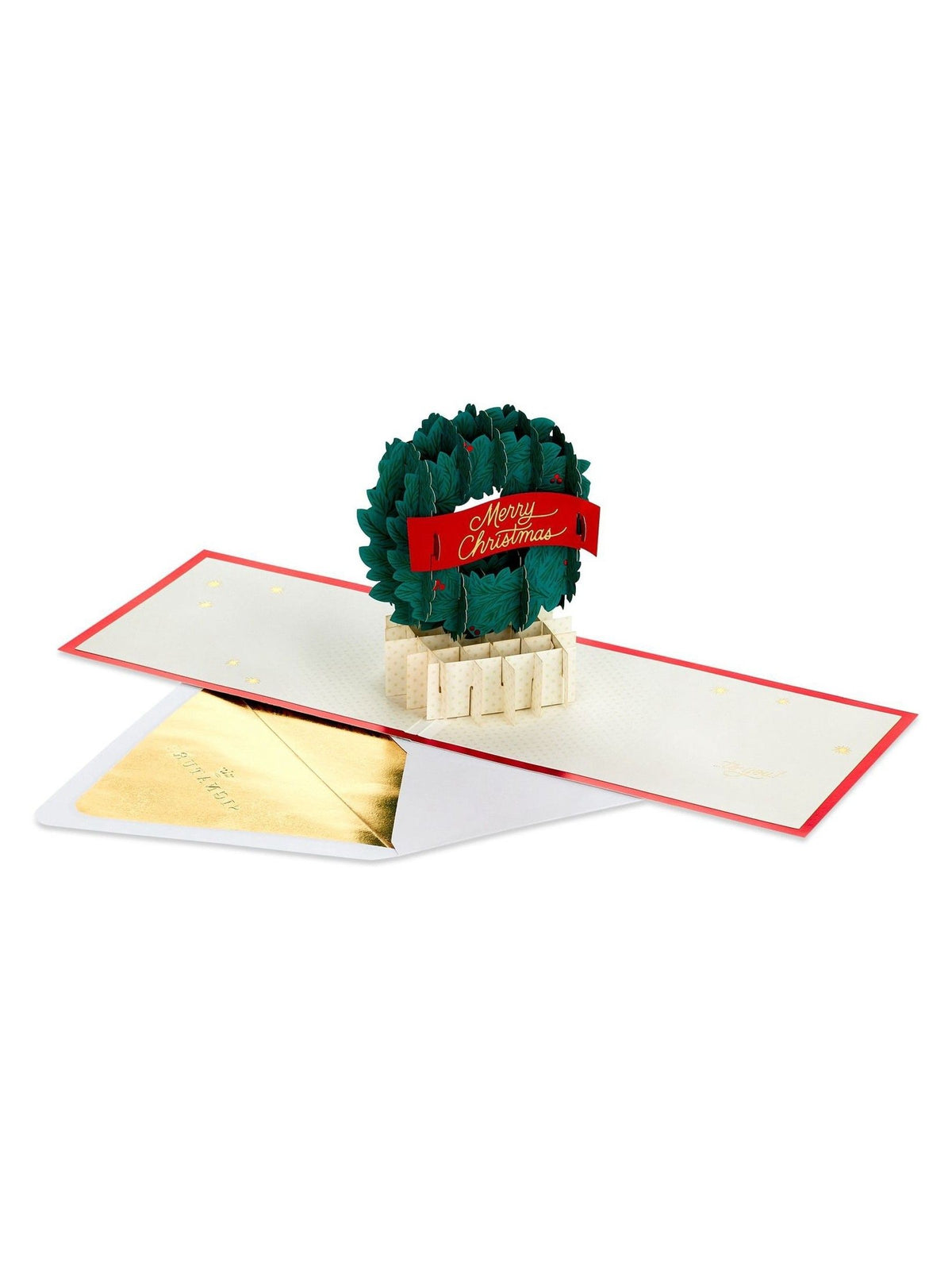 Hallmark Green 3D Pop Up Wreath Design Christmas Card