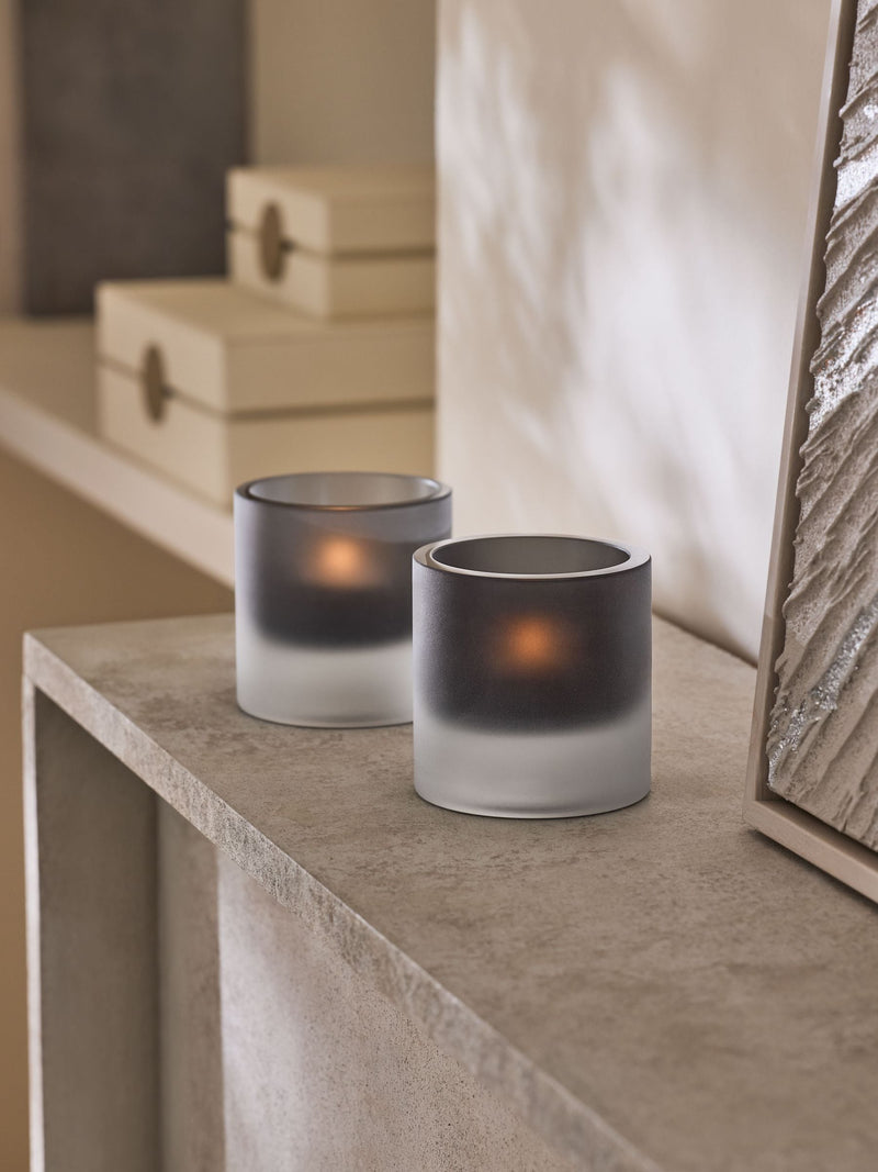 Sosandar charcoal grey frosted glass tea light holders set of 2 (British brand)