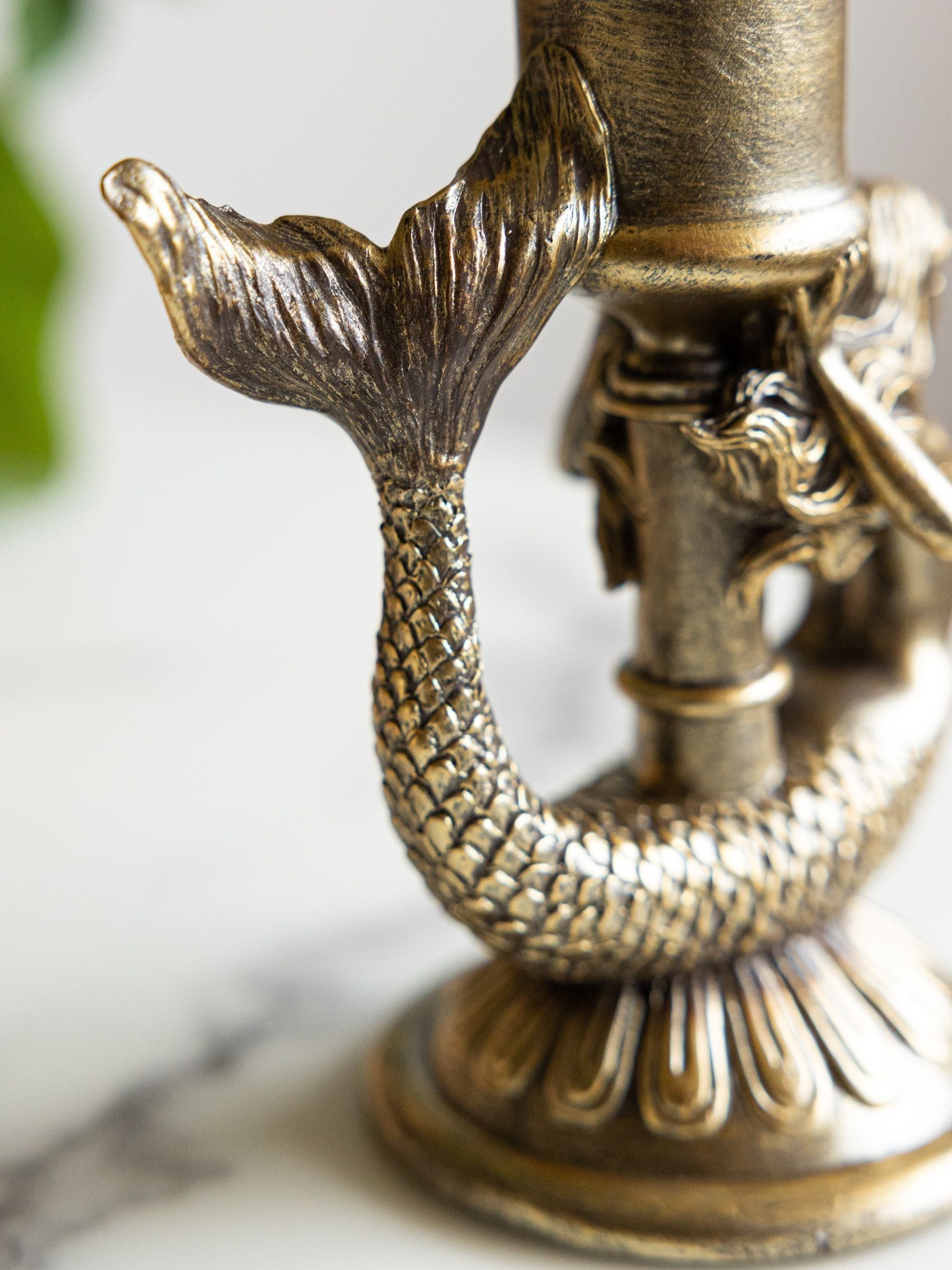 Rockett St George Gold Mermaid Taper Candle Holder 1.5cm x 1cm x 1cm, imported from the UK