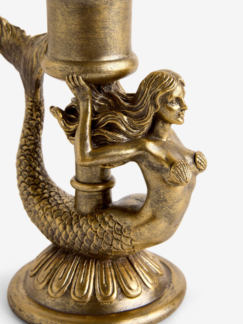 Rockett St George Gold Mermaid Taper Candle Holder 1.5cm x 1cm x 1cm, imported from the UK