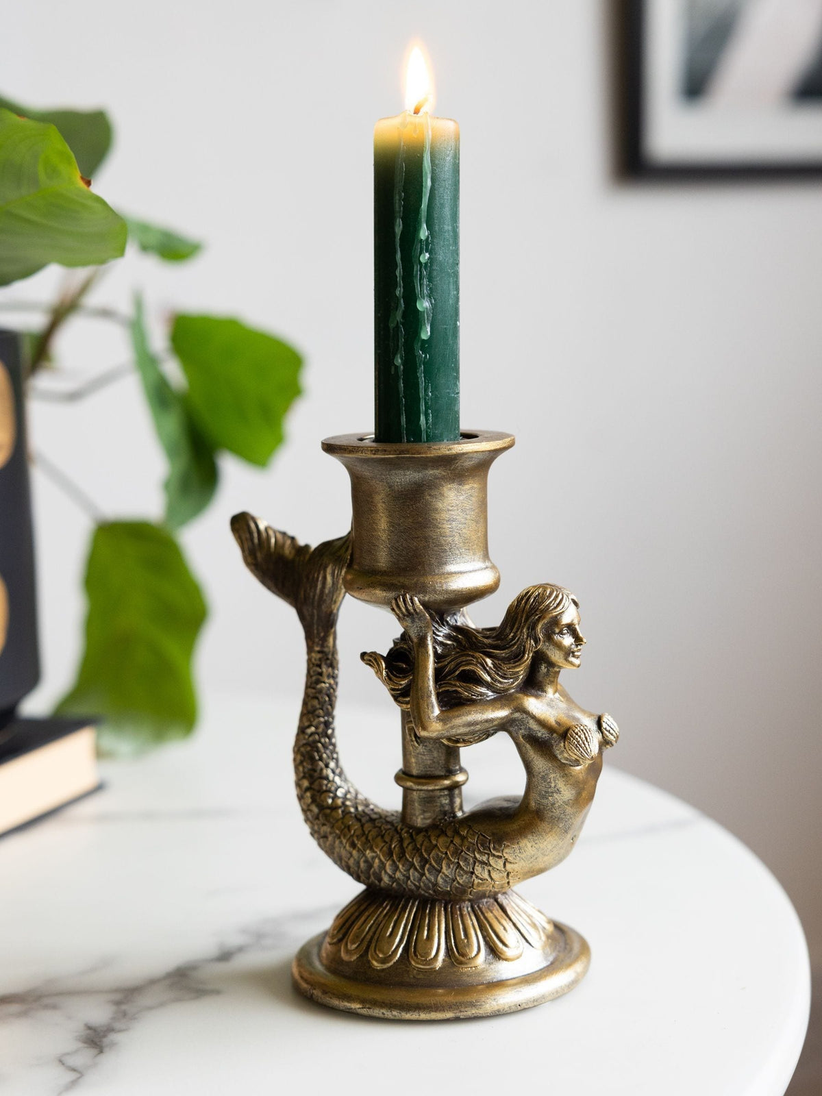 Rockett St George Gold Mermaid Taper Candle Holder 1.5cm x 1cm x 1cm, imported from the UK