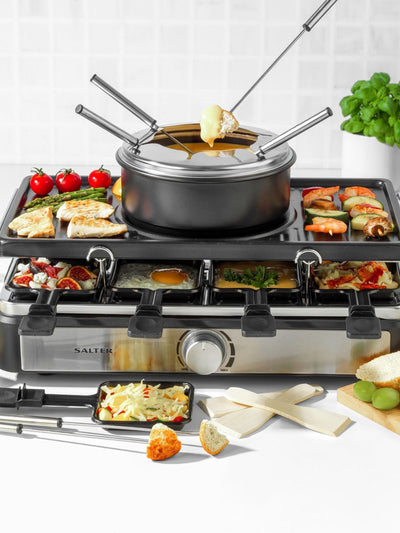 Salter Black Raclette Grill and Fondue 2-in-1 Set
