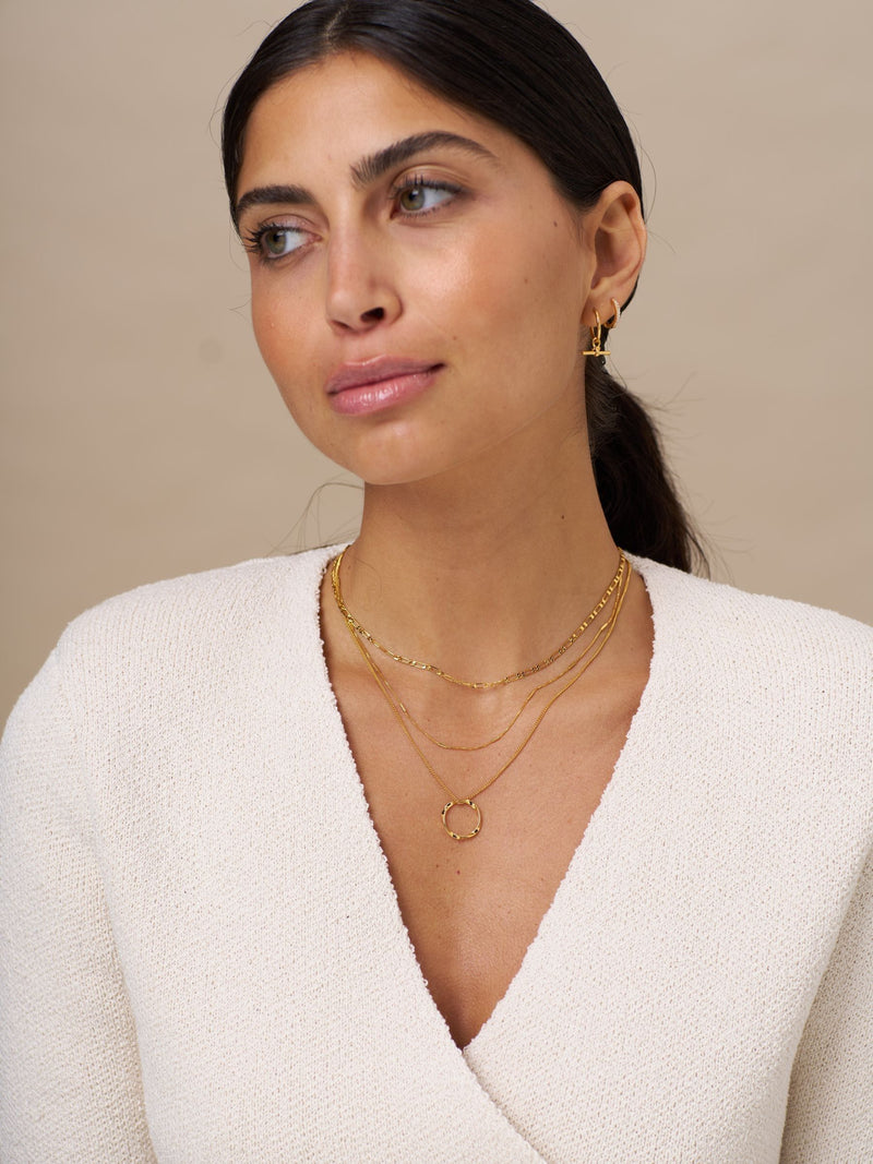 Orelia London gold tone open circle three row necklace, imported from the UK