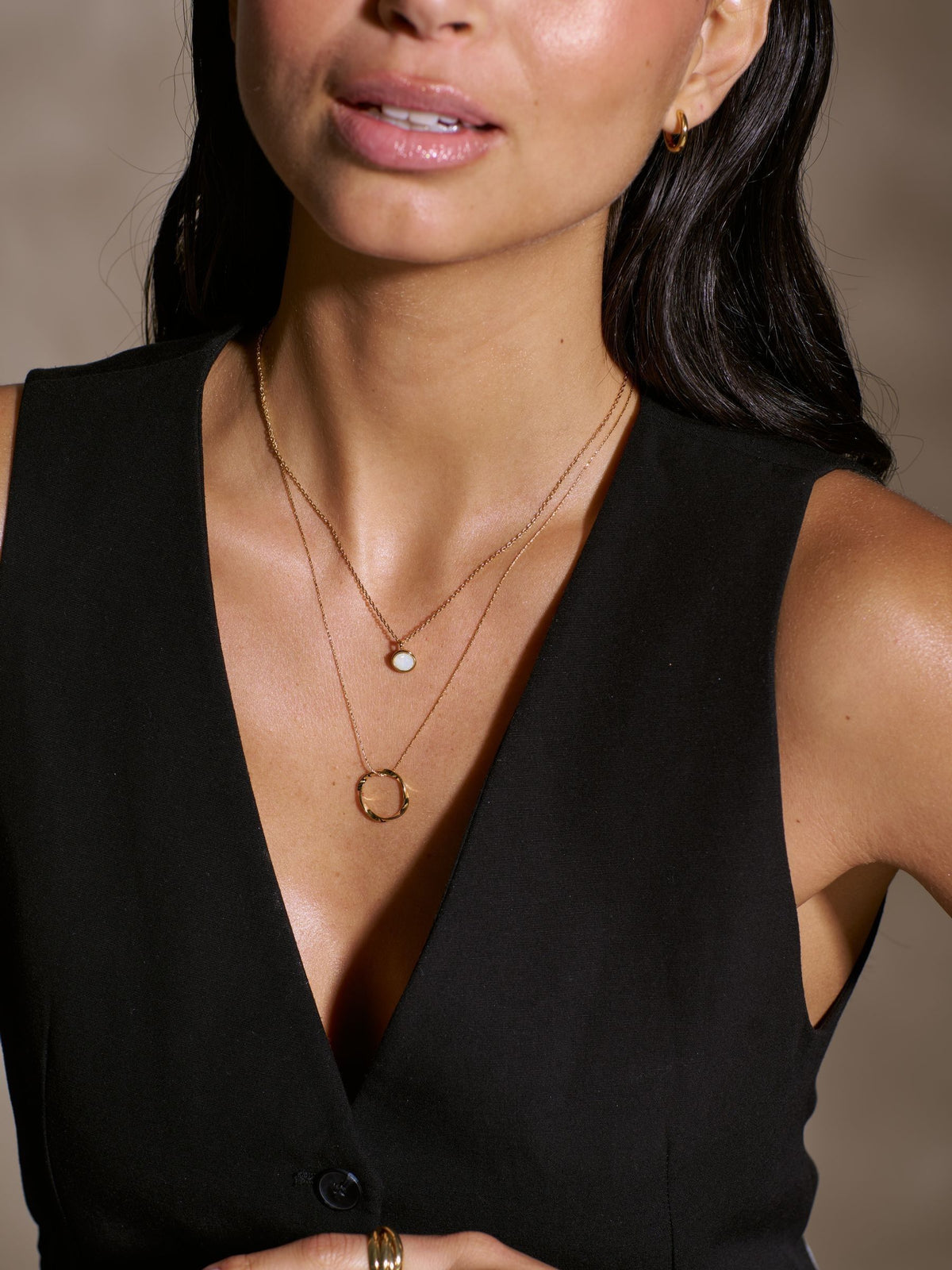 Orelia London gold tone open circle mid length necklace, imported from the UK