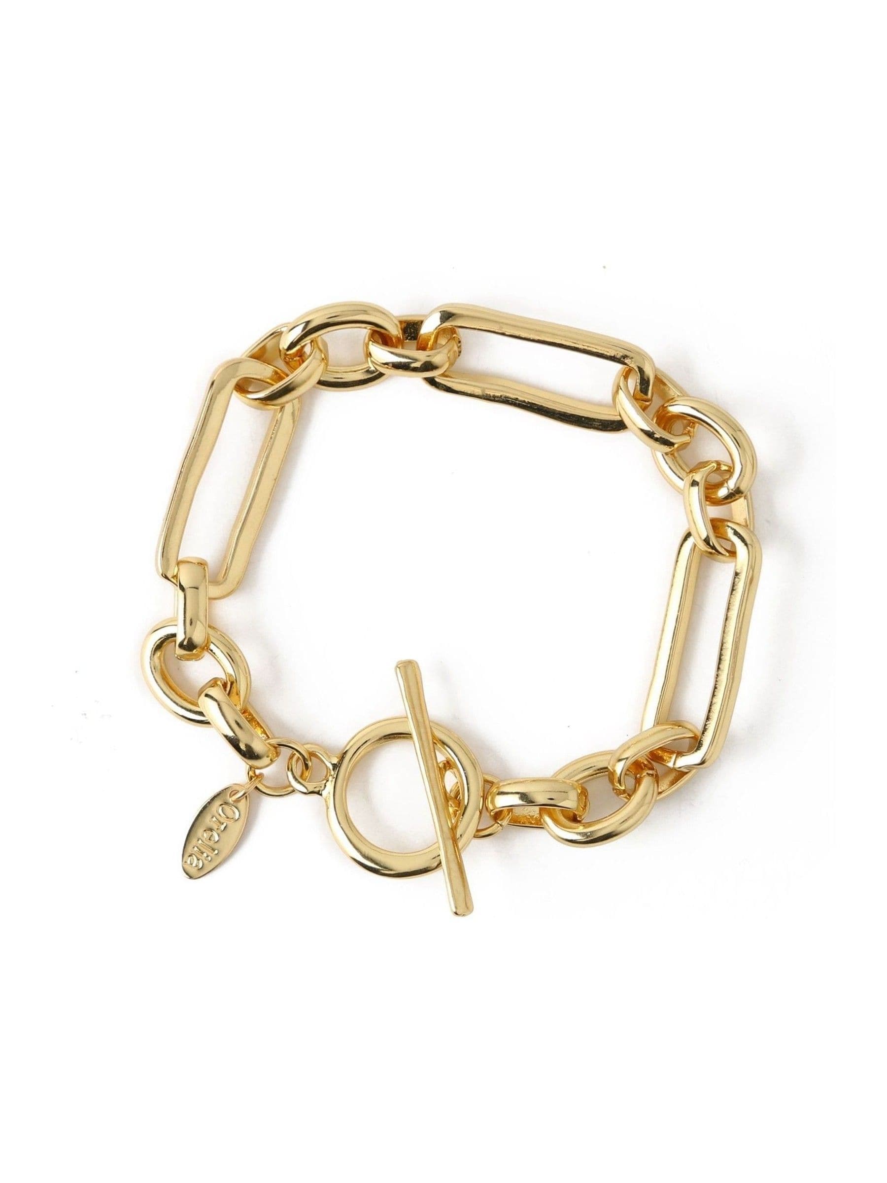 Orelia London Gold Tone Rectangular Link T-Bar Bracelet