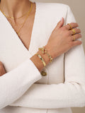 Orelia London Gold Tone Rectangular Link T-Bar Bracelet