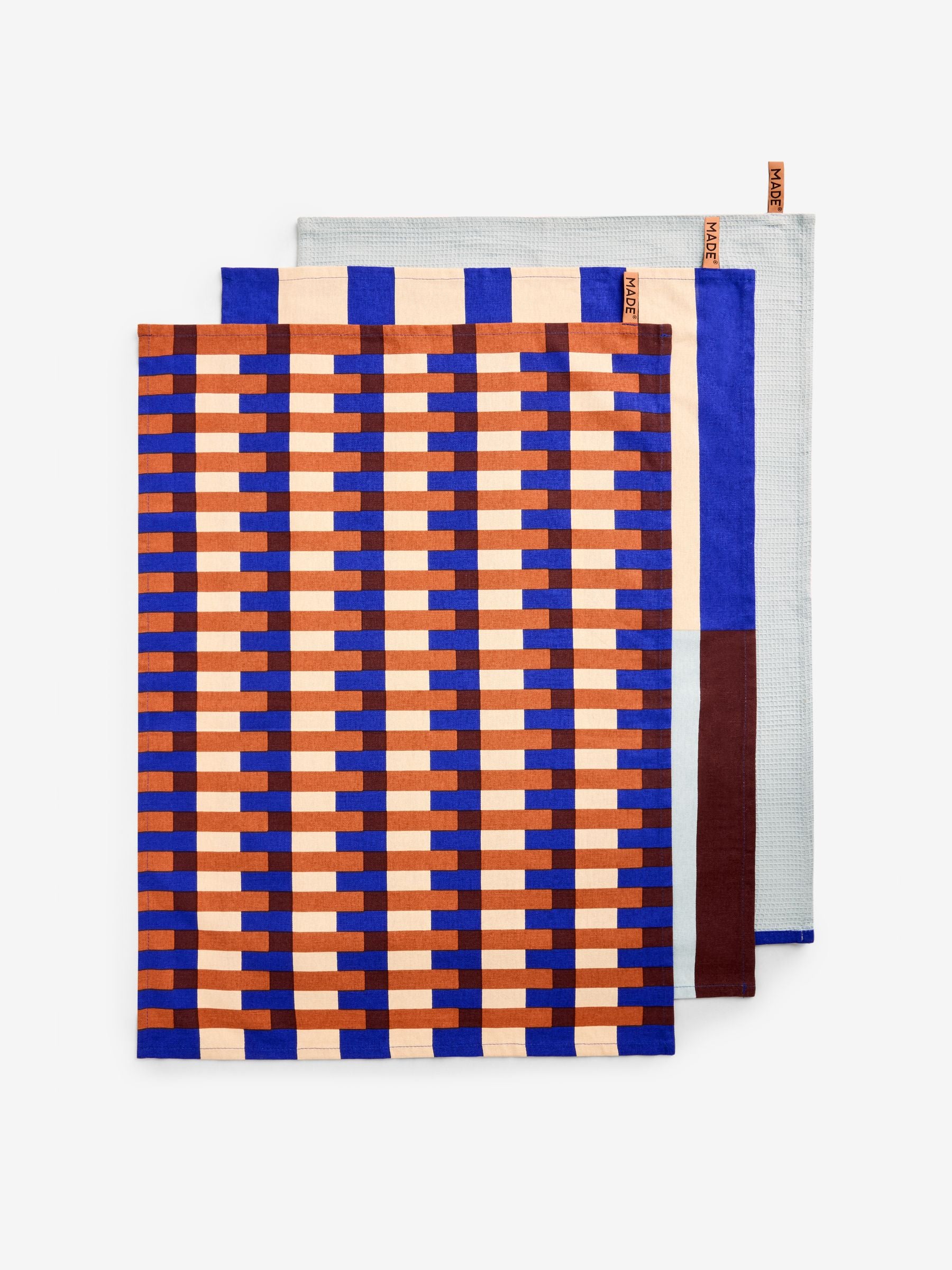 MADE.COM Brown Terri tea towels set of 3, imported from the UK
