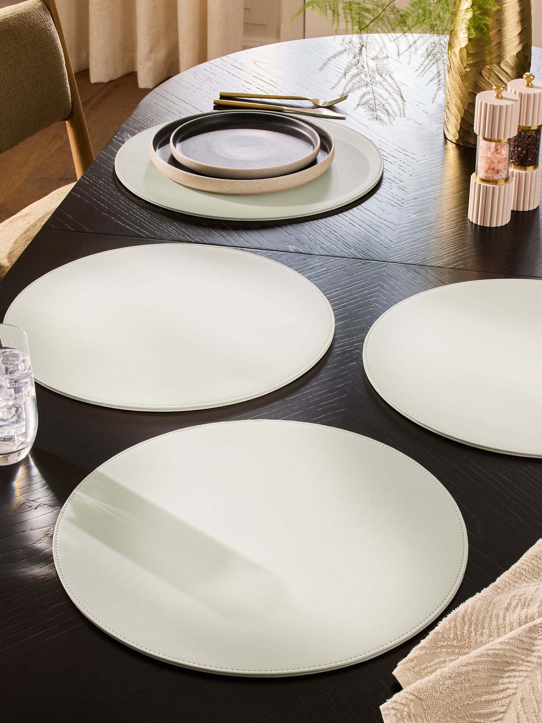 Natural large faux leather placemats set of 4, 38cm x 38cm (British brand)