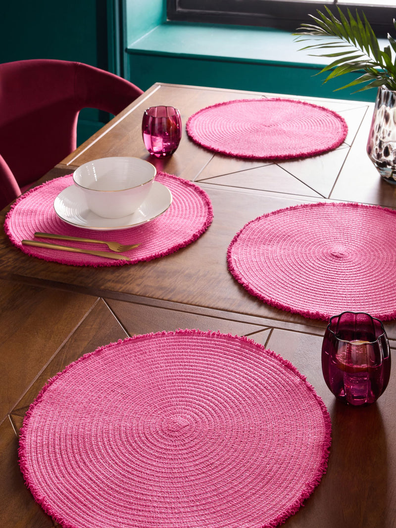 Set of 4 Pink Fringe Placemats