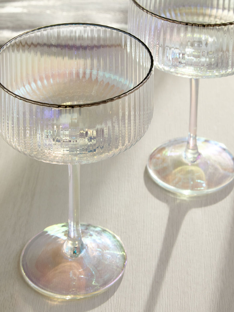 Set of 2 Silver Hollis Iridescent Cocktail Glasses