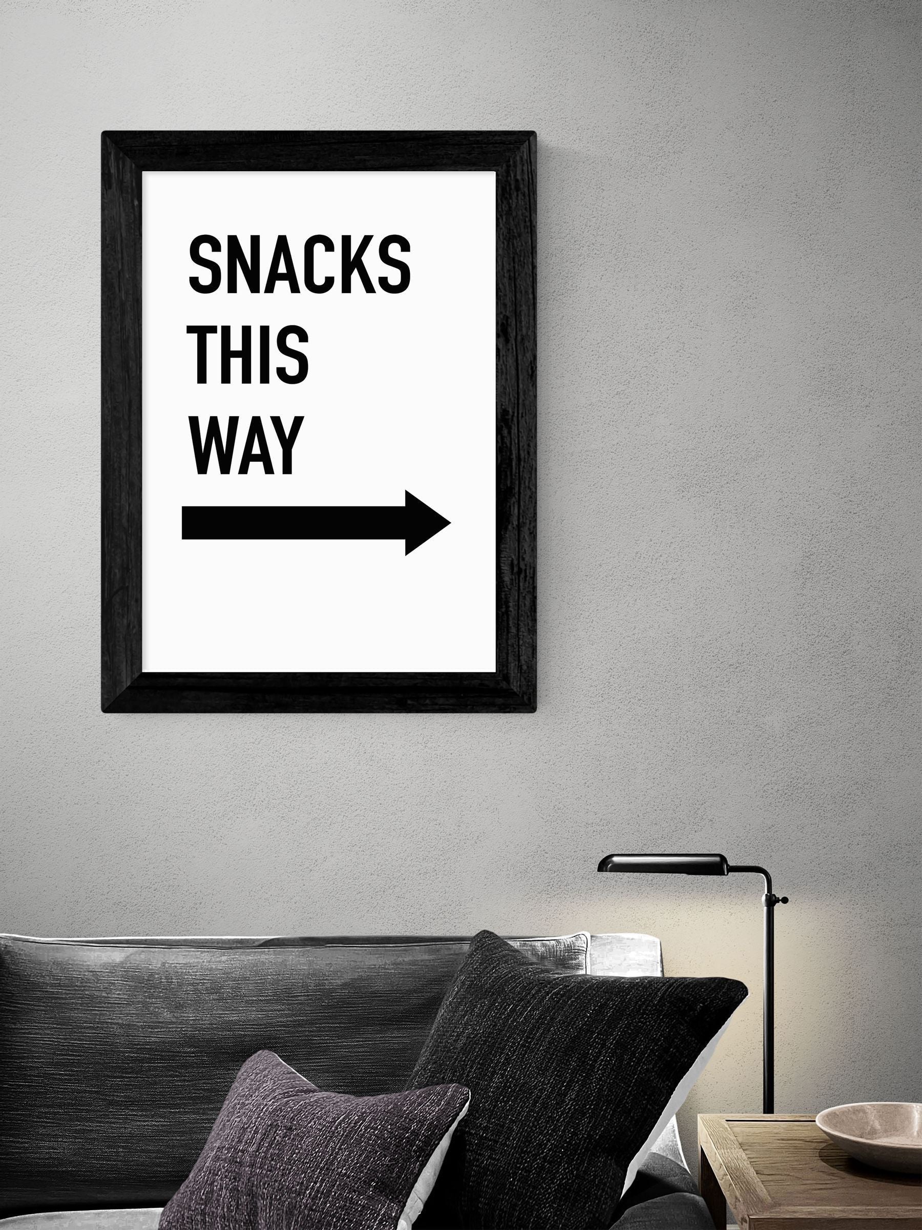Studio Eleni Black Snacks This Way typographic art print - British product