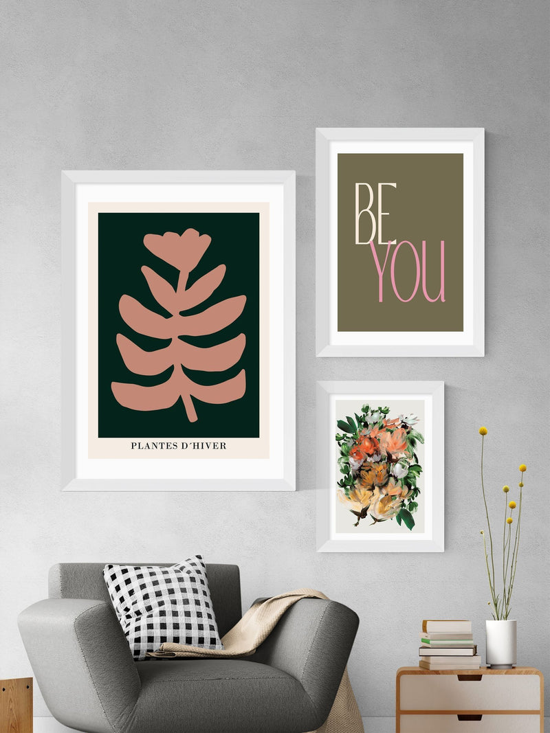 Apricot+Birch White Be You framed art print - British product