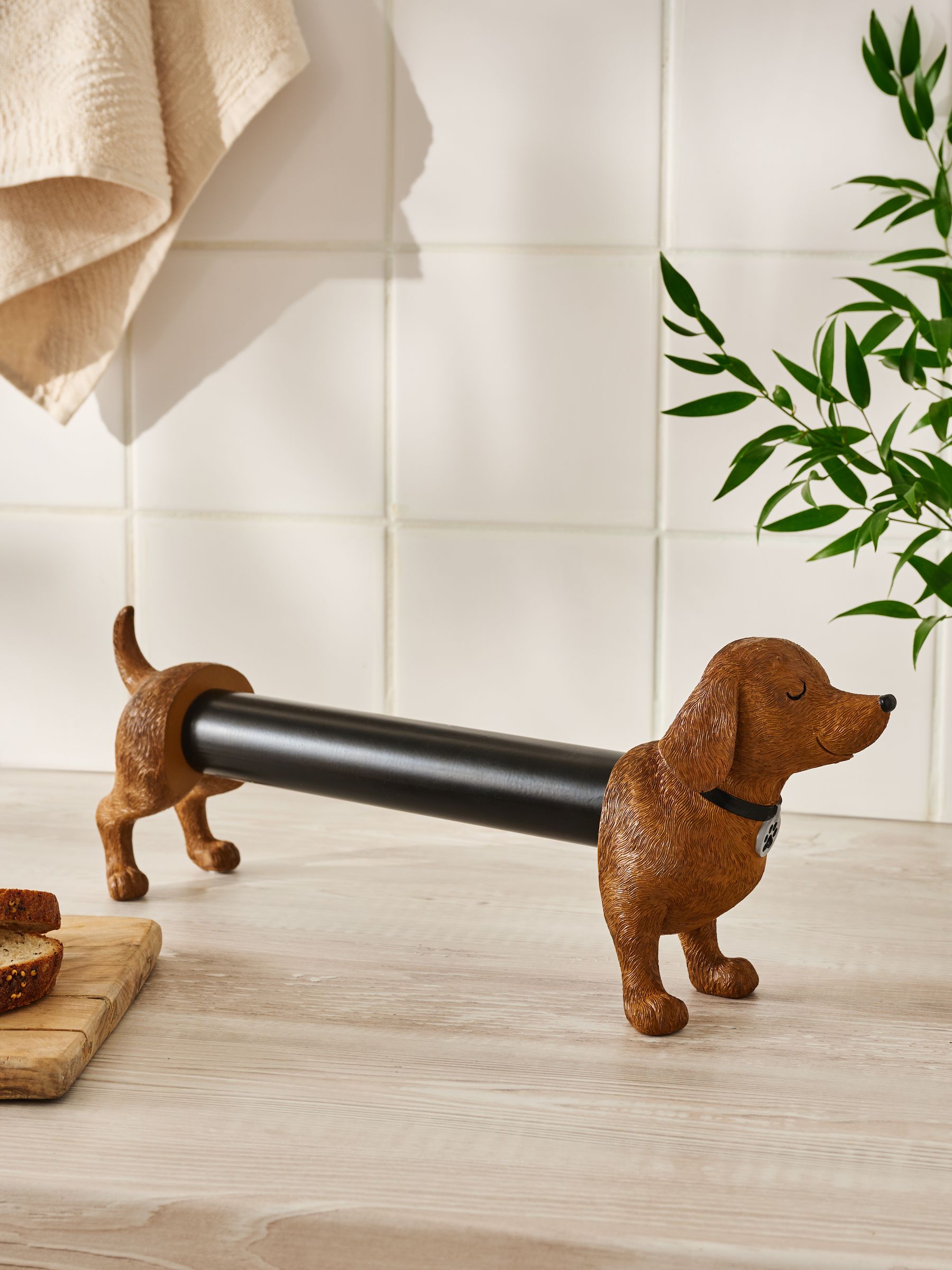 Brown Sausage Dog Kitchen Roll Holder